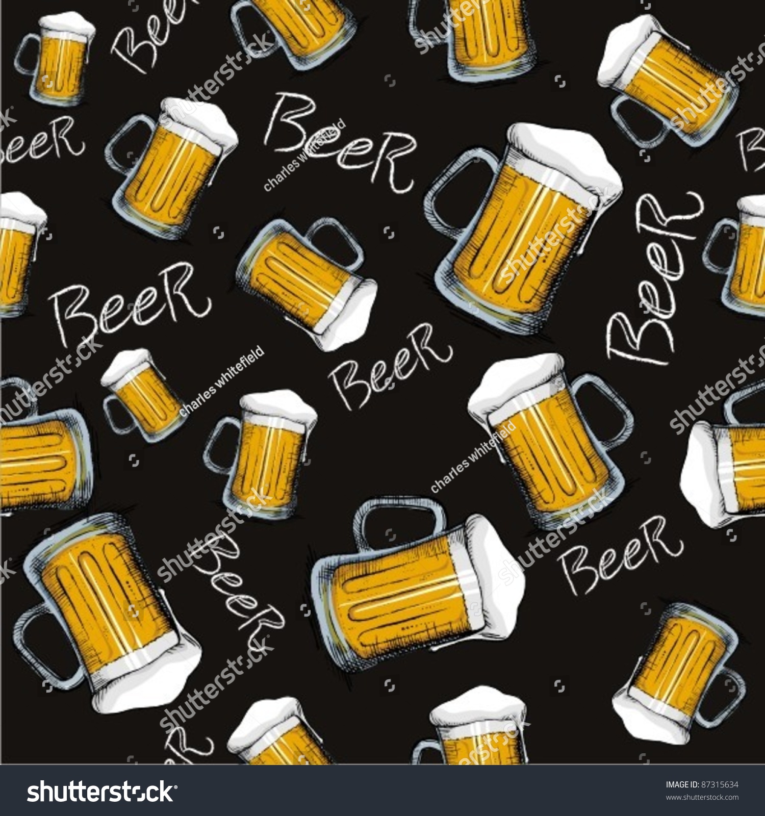 Beer Mug Pattern Stock Vector 87315634 Shutterstock