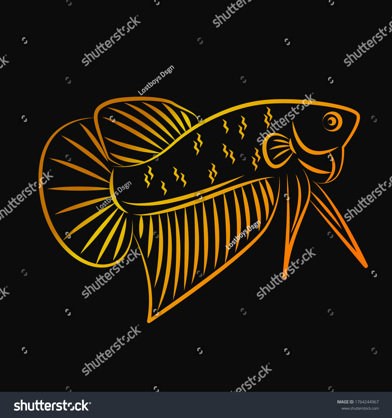 Betta Wild Line Art Minimalist Vector Stock Vector Royalty Free