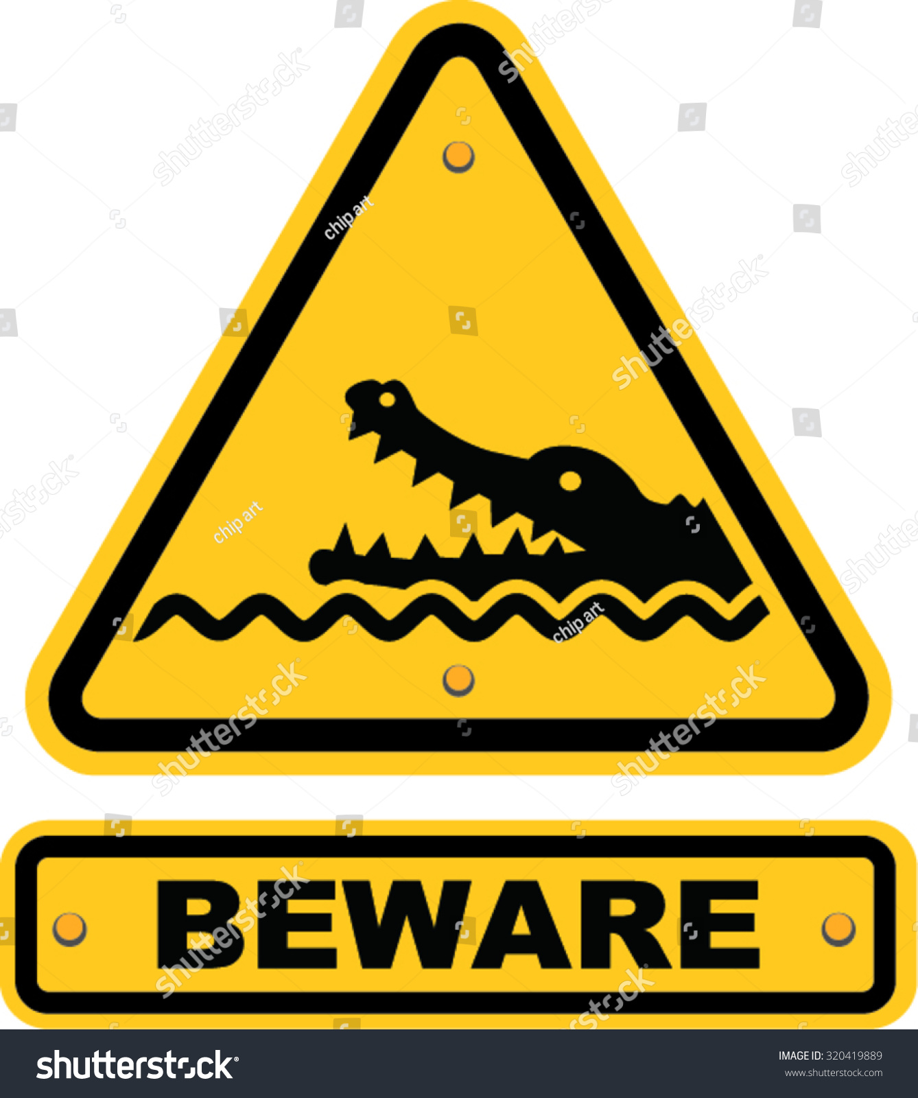 Beware Crocodiles Sign Stock Vector 320419889 Shutterstock