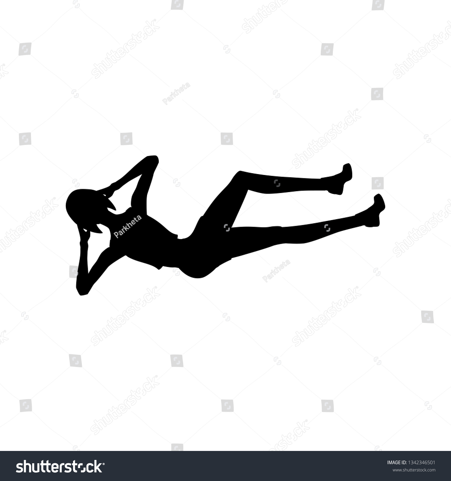 Bicycle Crunches Exercise Workout Silhouette Stock Vector Royalty Free