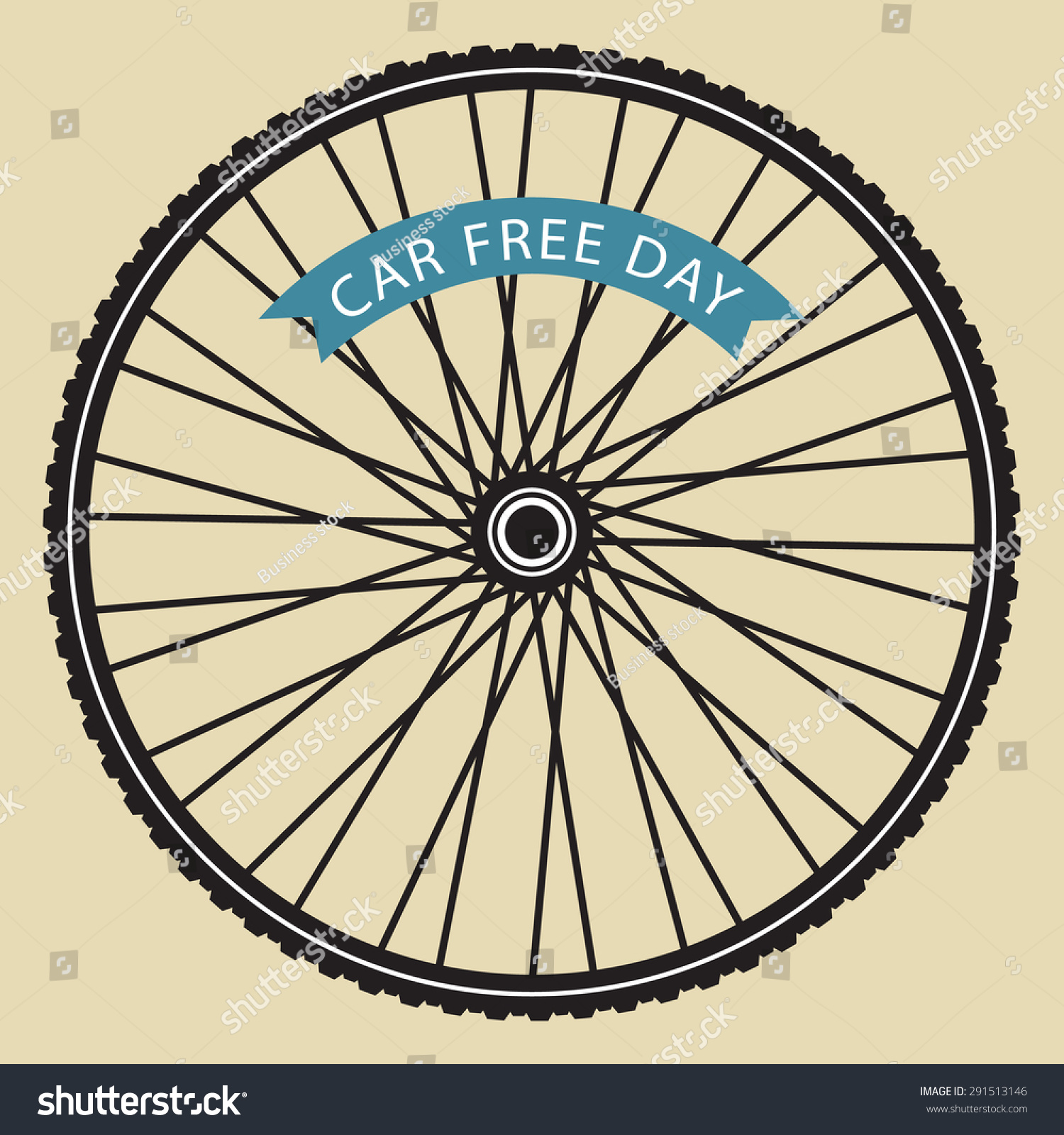 Bicycle wheel with car free day banner Bicycle wheel with car free day banner