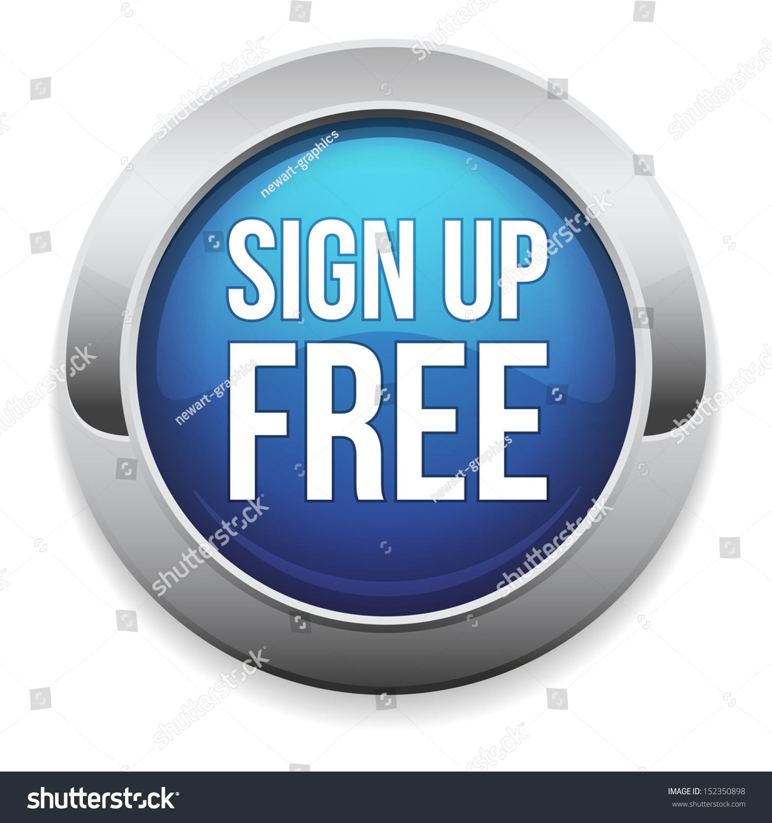 Big Blue Sign Up Free Button Stock Vector 152350898 : Shutterstock