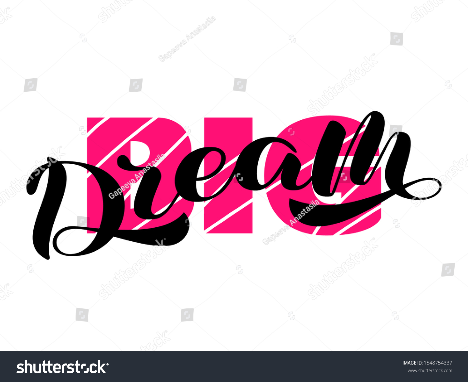 Big Dream Lettering Vector Illustration Card Stock Vector Royalty Free