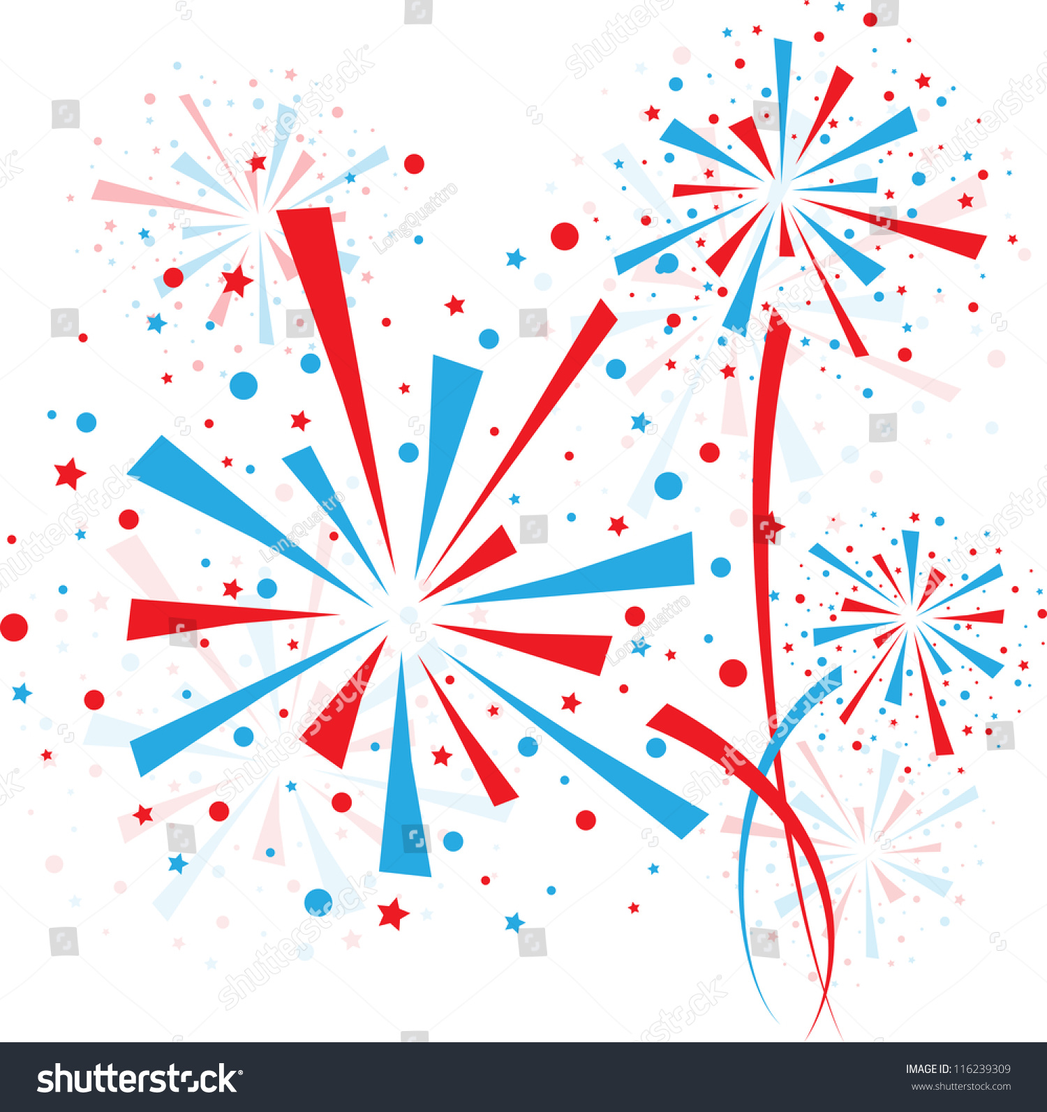 Big Red And Blue Fireworks On White Background Stock ...