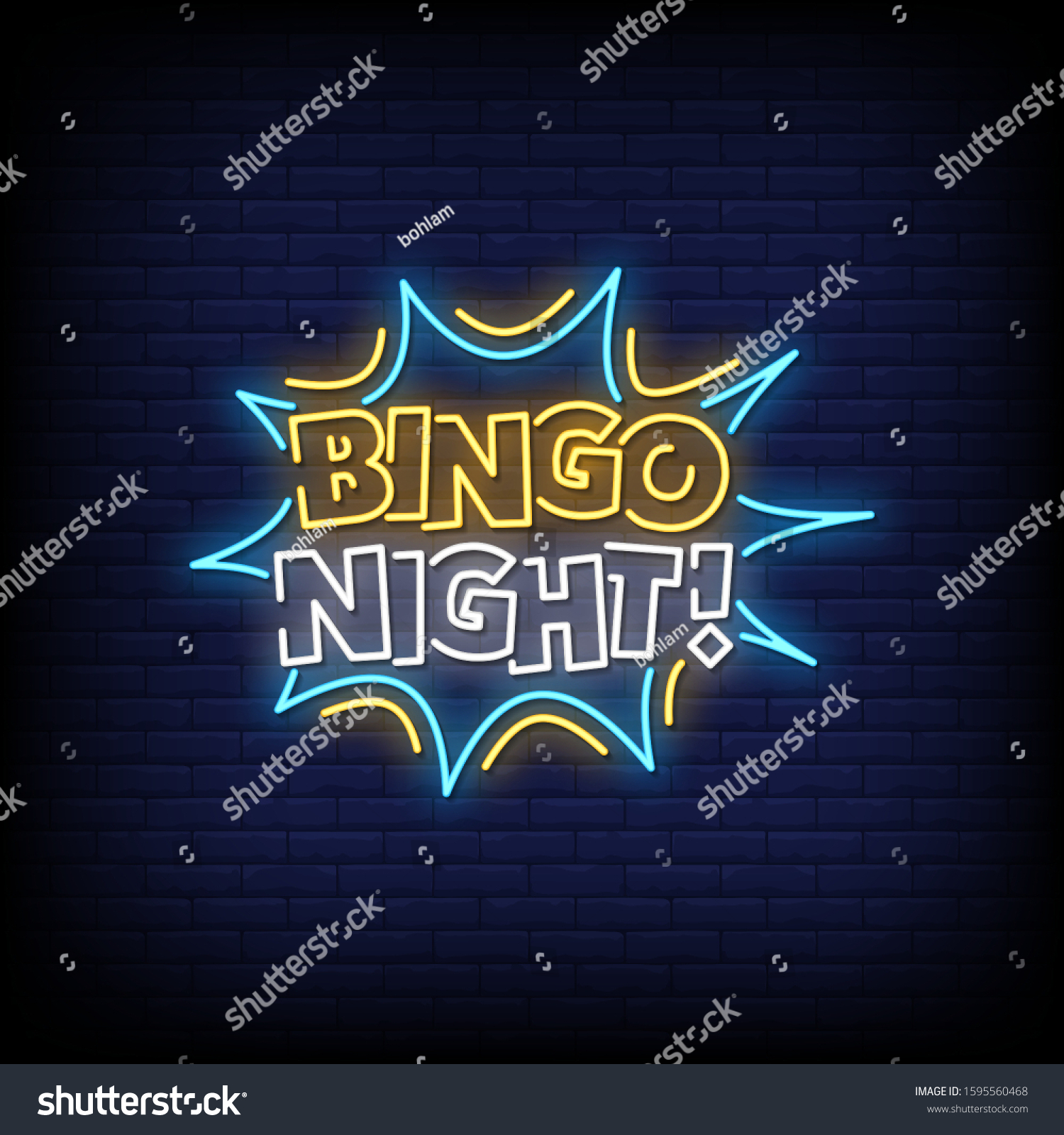 Bingo Night Neon Signs Style Text Stock Vector Royalty Free