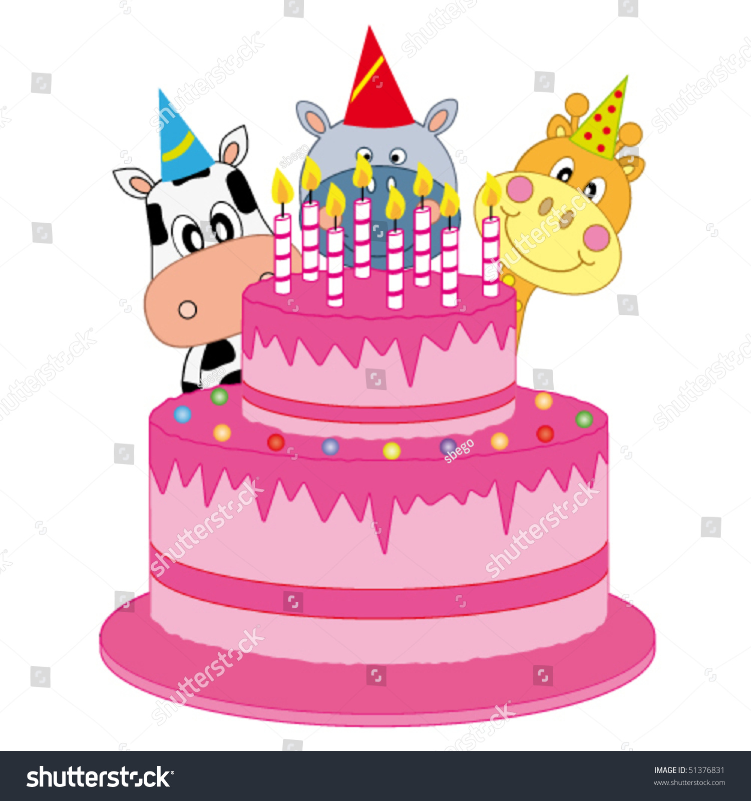 Birthday Cake Stock Vector Illustration 51376831 : Shutterstock