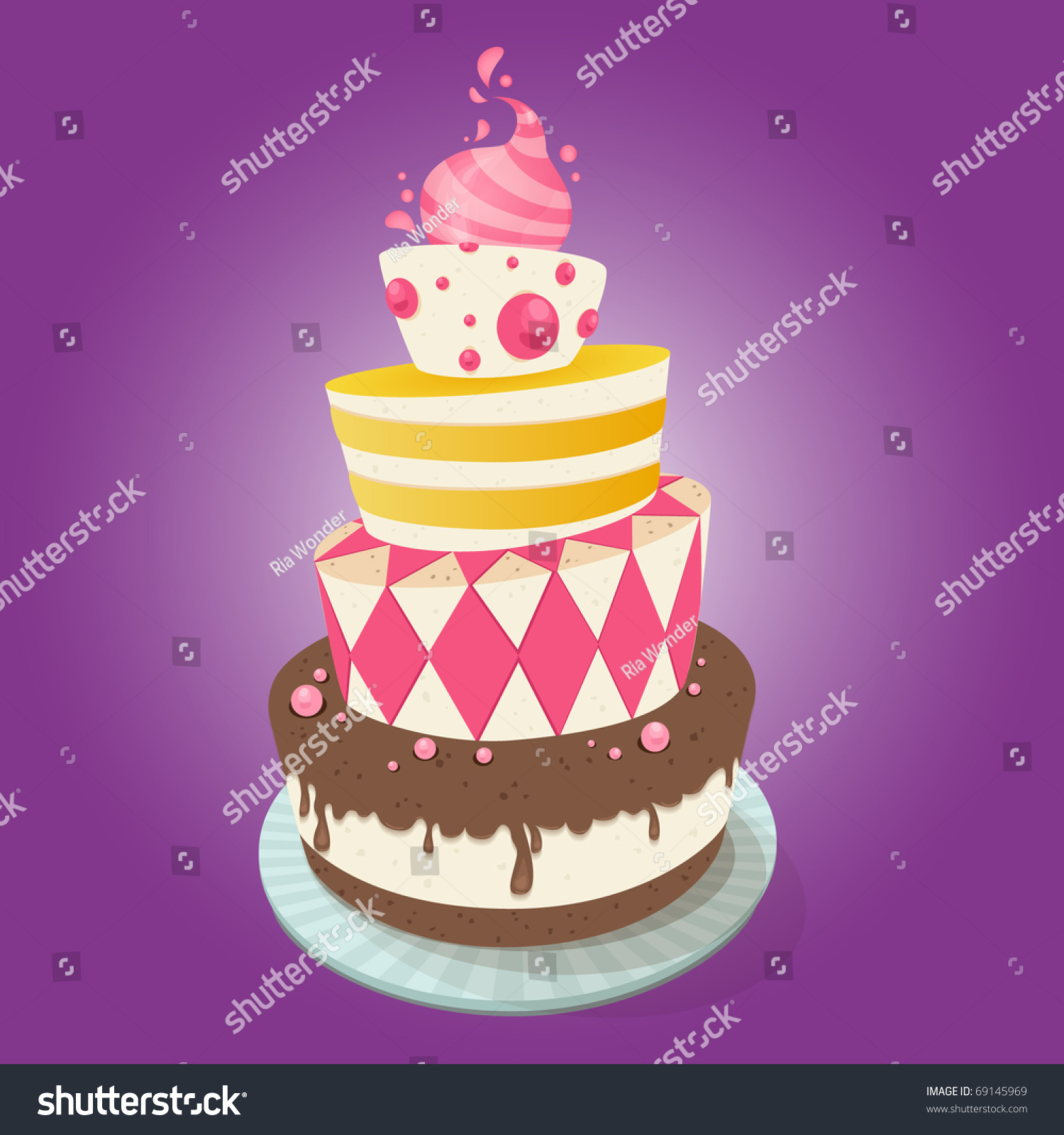 Birthday Cake Stock Vector Illustration 69145969 : Shutterstock