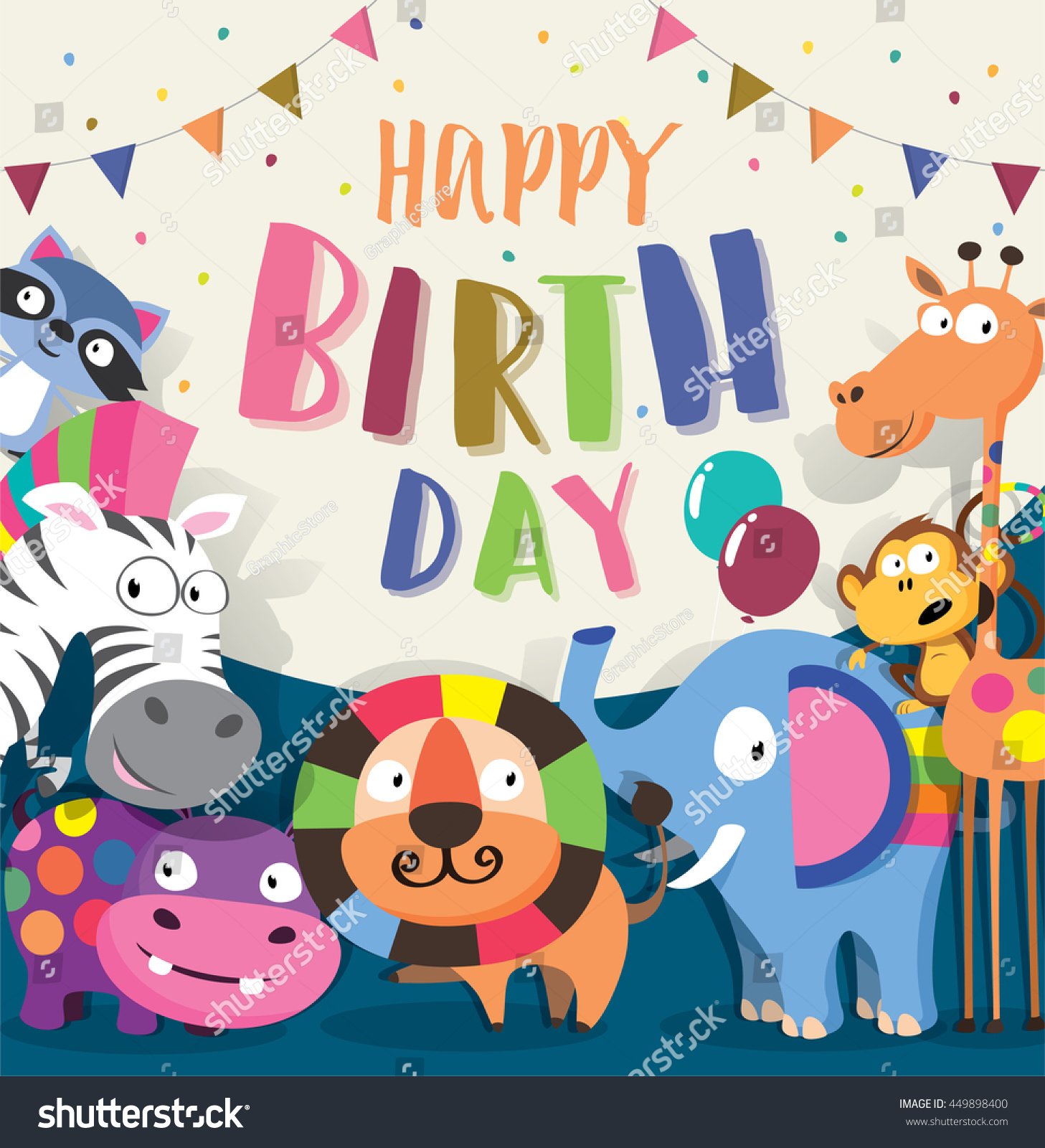 Birthday card with cute animal Birthday card with cute animal