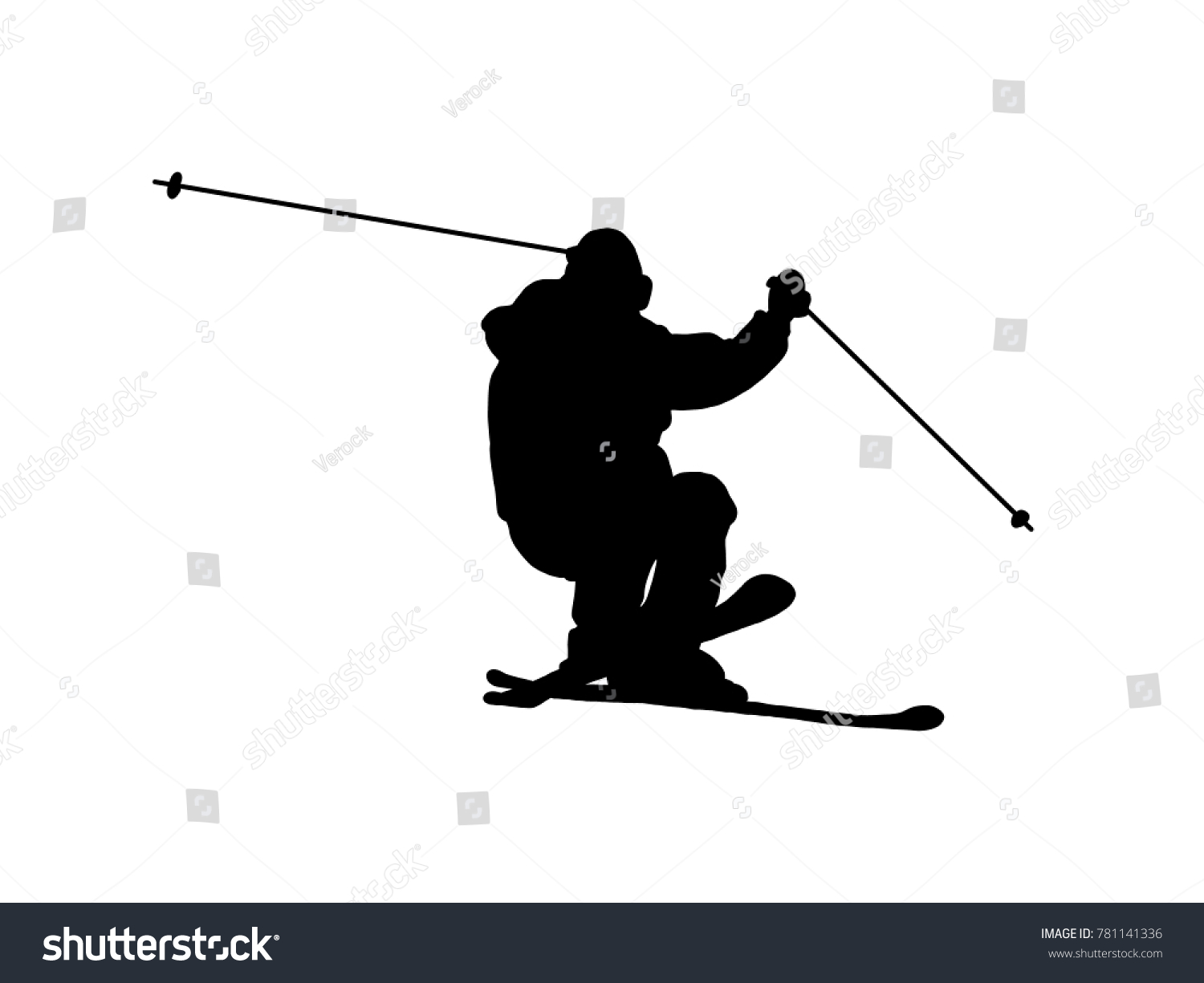 Black Alpine Skiers Silhouette Isolated On Vector De Stock Libre De