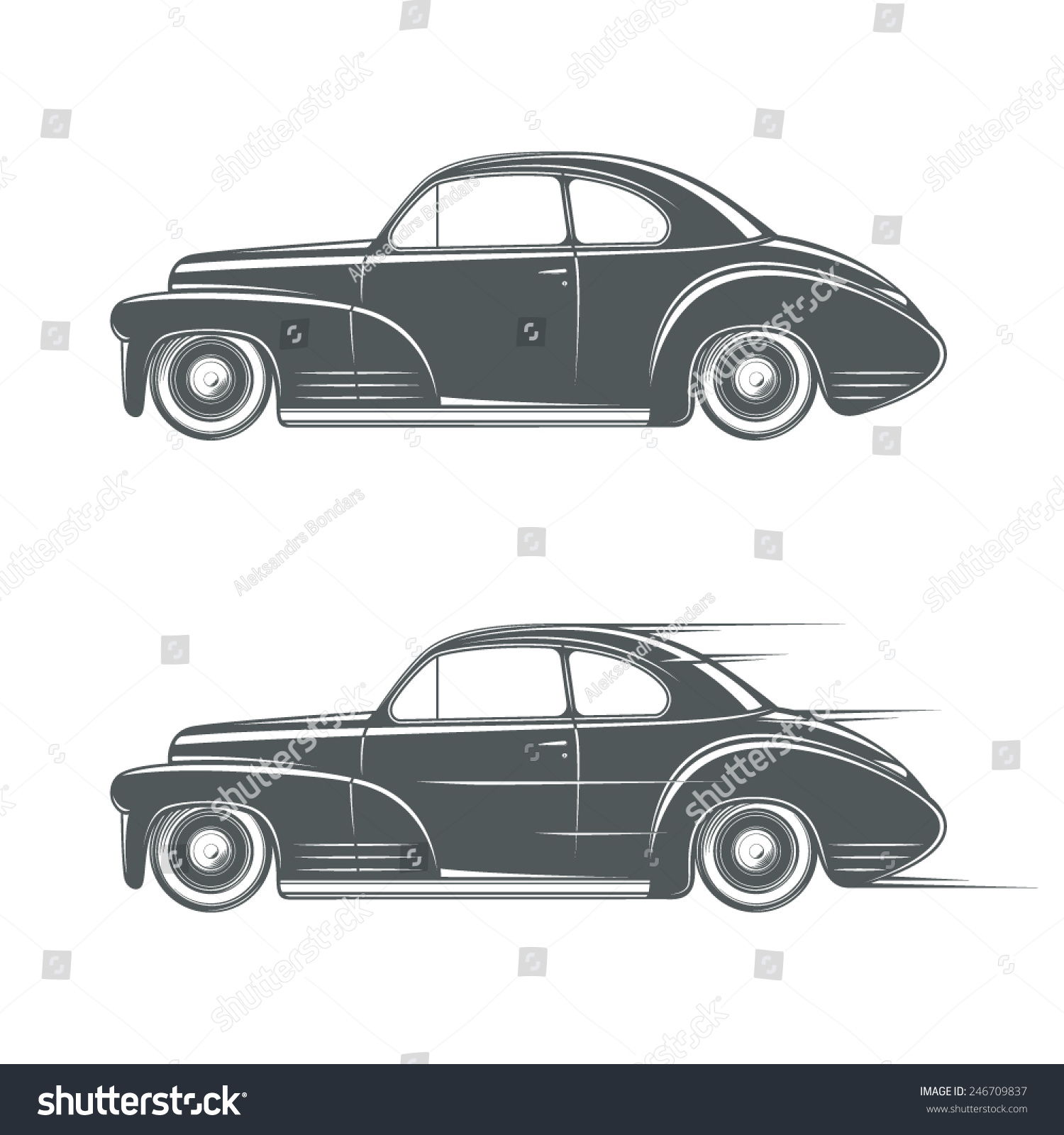 Black And White Classic Car Icon. Vector Illustration - 246709837