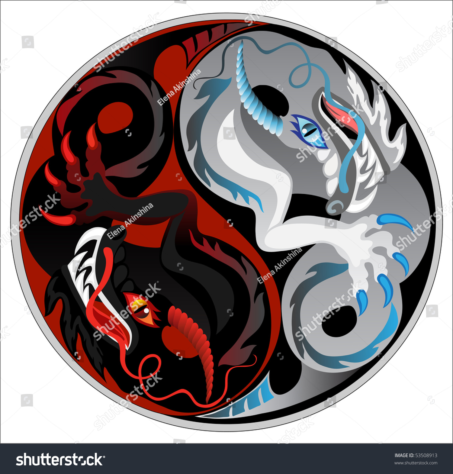 Black White Dragon Stock Vector 53508913 - Shutterstock