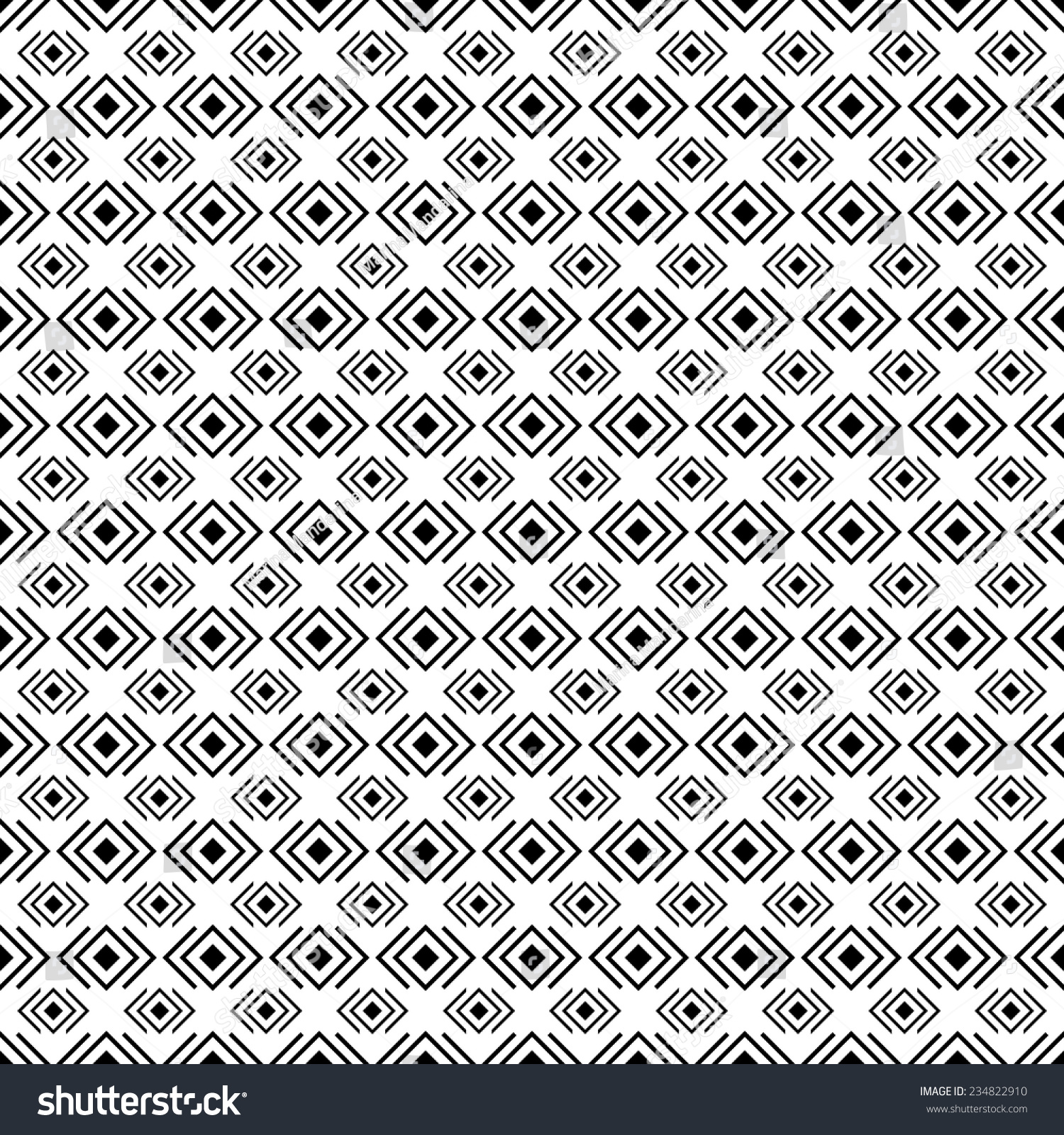 Black And White Geometric Diamond Shape Seamless Pattern, Vector ...