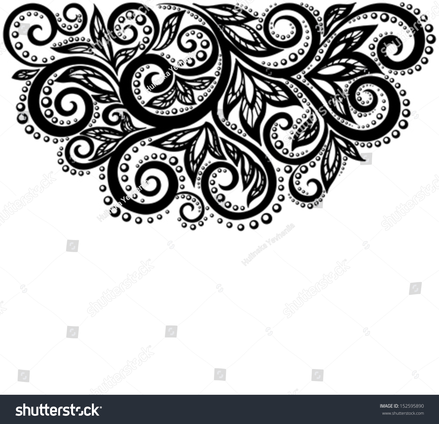 Black And White Lace Flowers And Leaves Isolated On White Floral Design Element In Retro Style