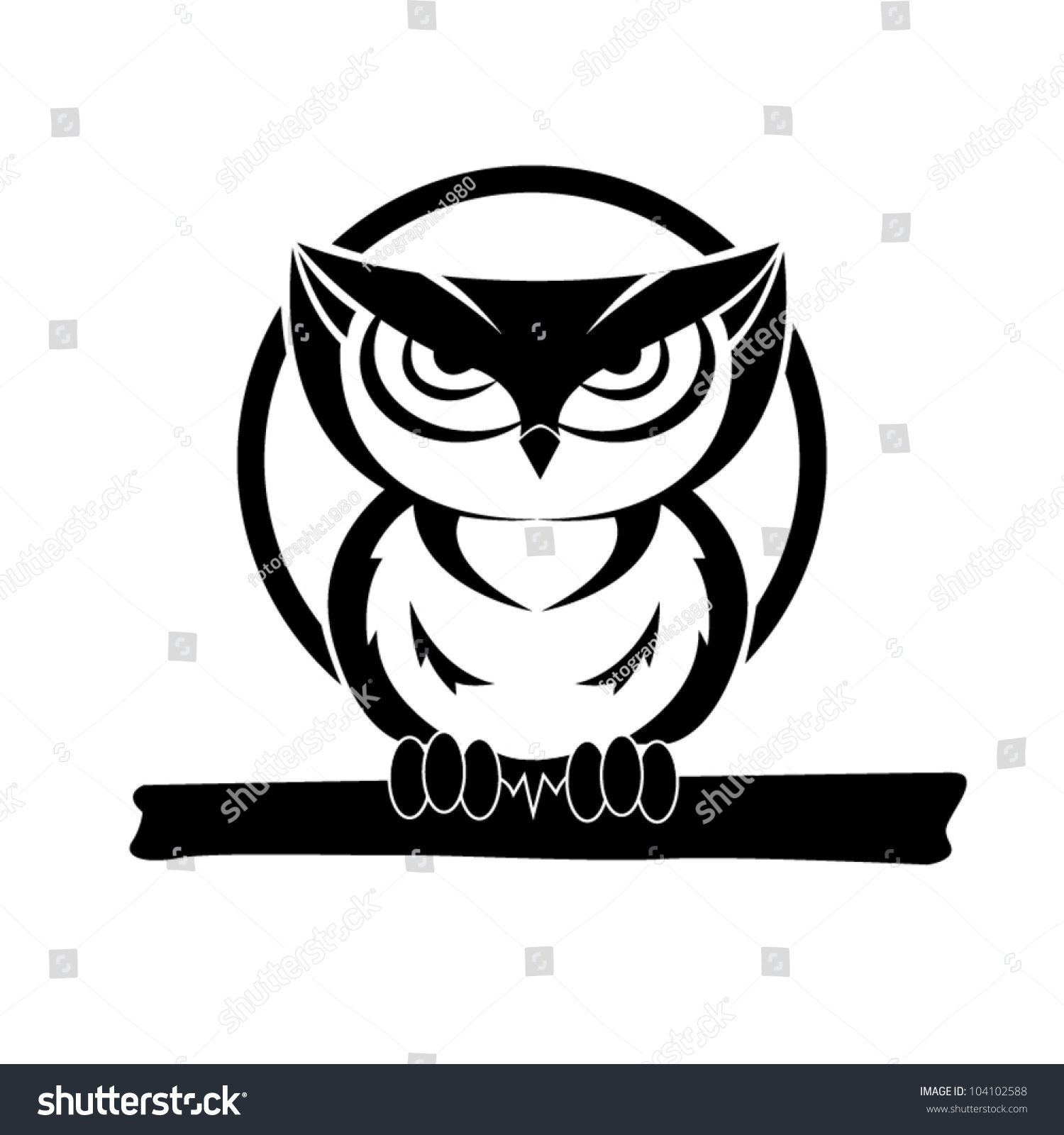 Black White Owl Stock Vector 104102588 Shutterstock 6589