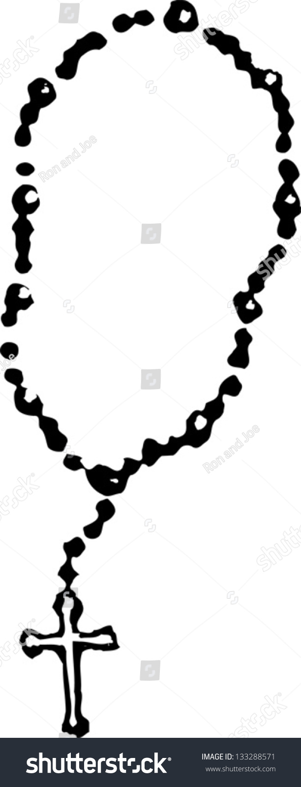 Black White Vector Illustration Rosary Stock Vector 133288571