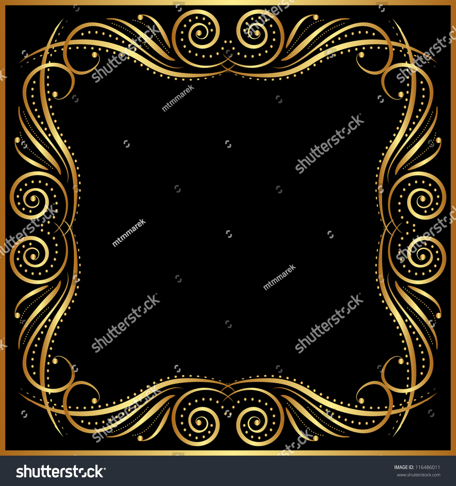 Black Background With Gold Border Stock Vector Illustration 116486011