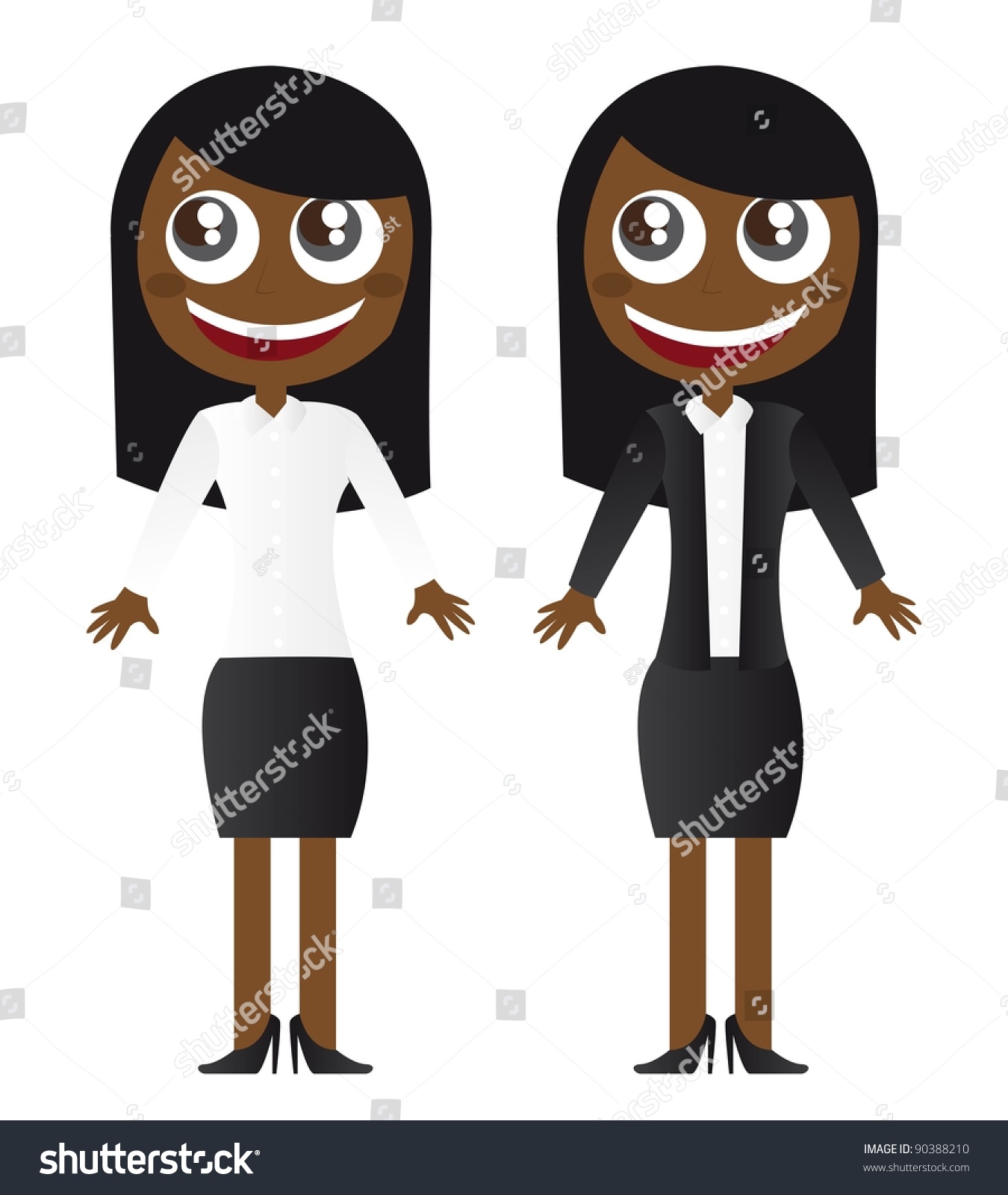 Black Business Woman Cartoon Vector Illustration - 90388210 : Shutterstock