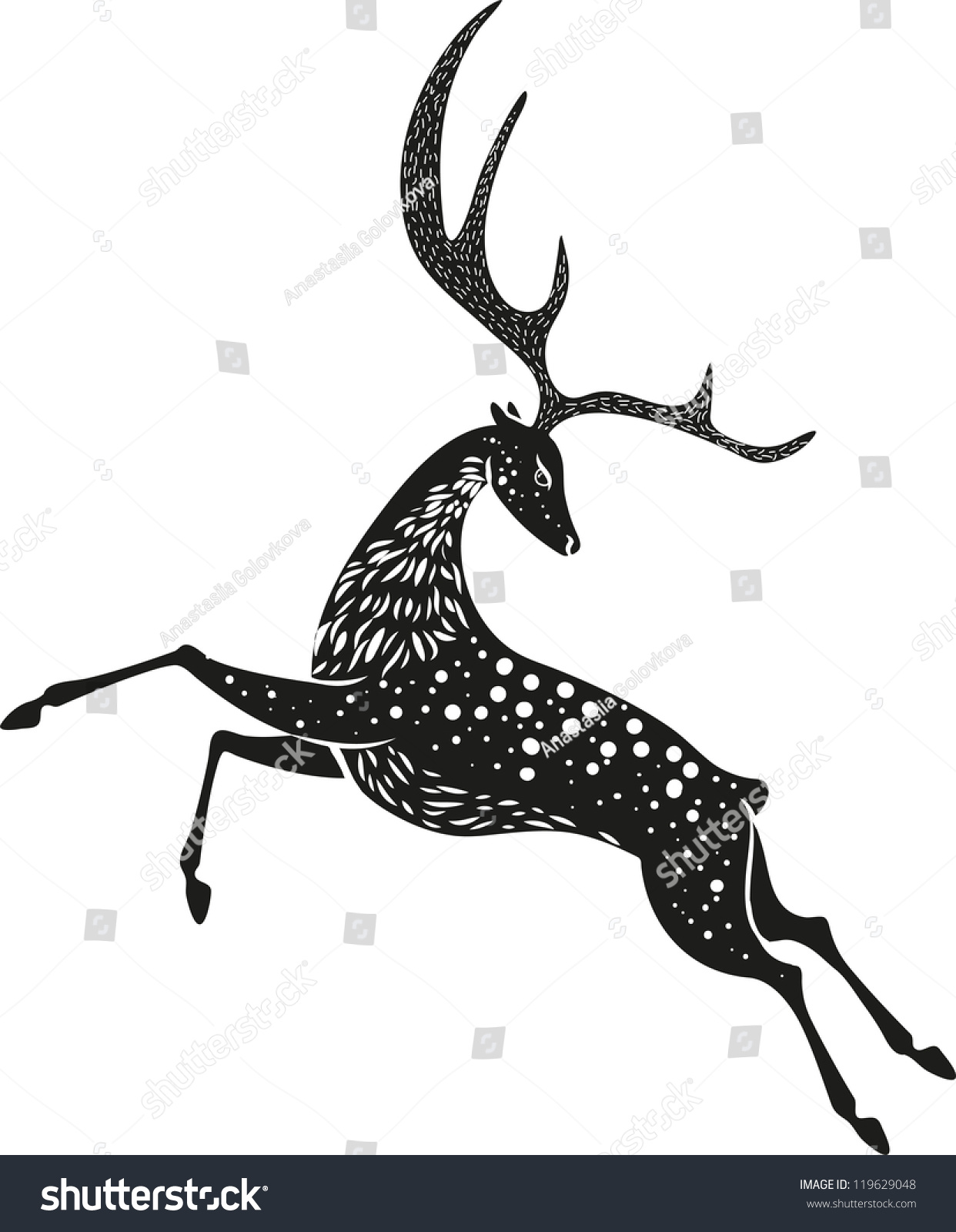 Black Christmas Deer Stock Vector Illustration 119629048 : Shutterstock