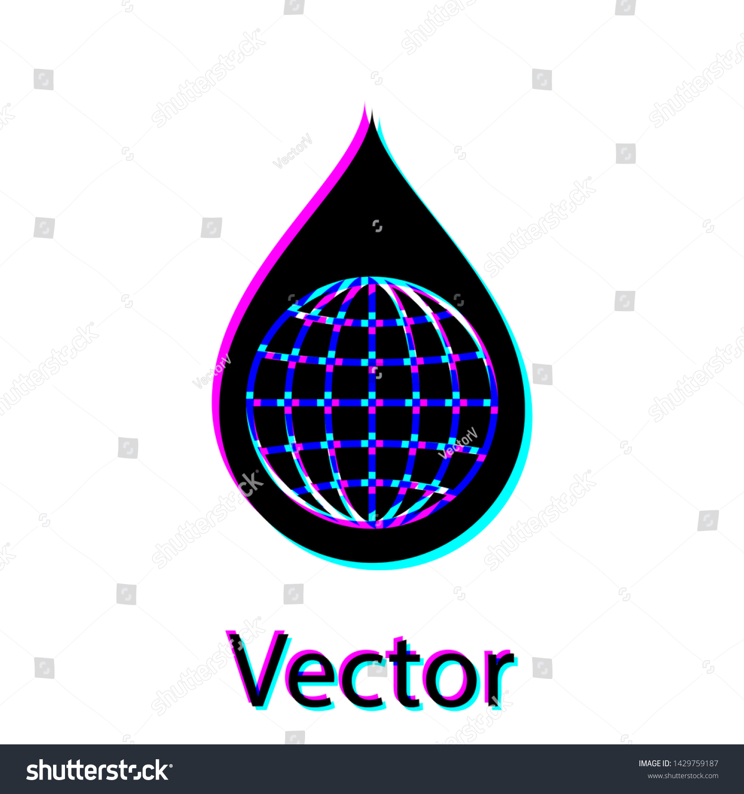 Black Earth Planet Water Drop Icon Stock Vector Royalty Free