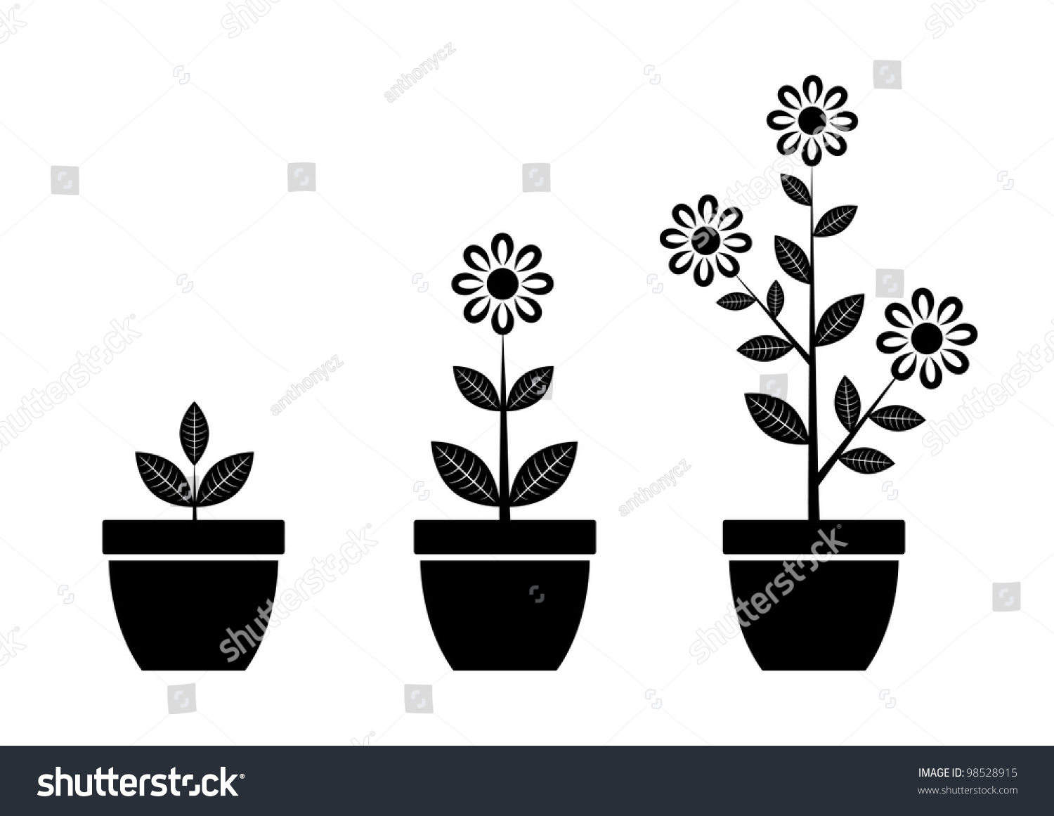 Black Flower Icon Stock Vector Illustration 98528915 : Shutterstock