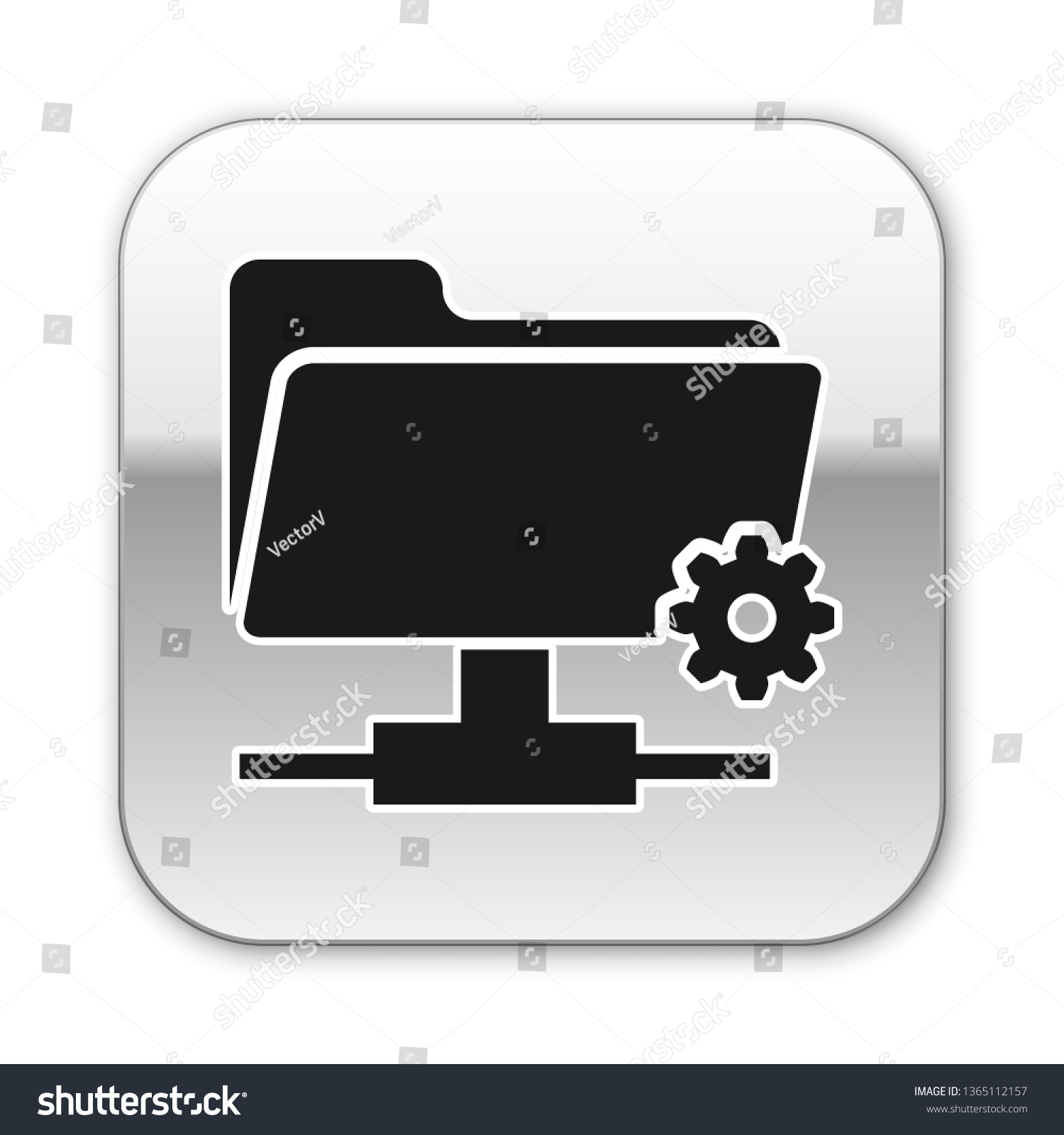 Black Ftp Settings Folder Icon On Stock Vector Royalty Free