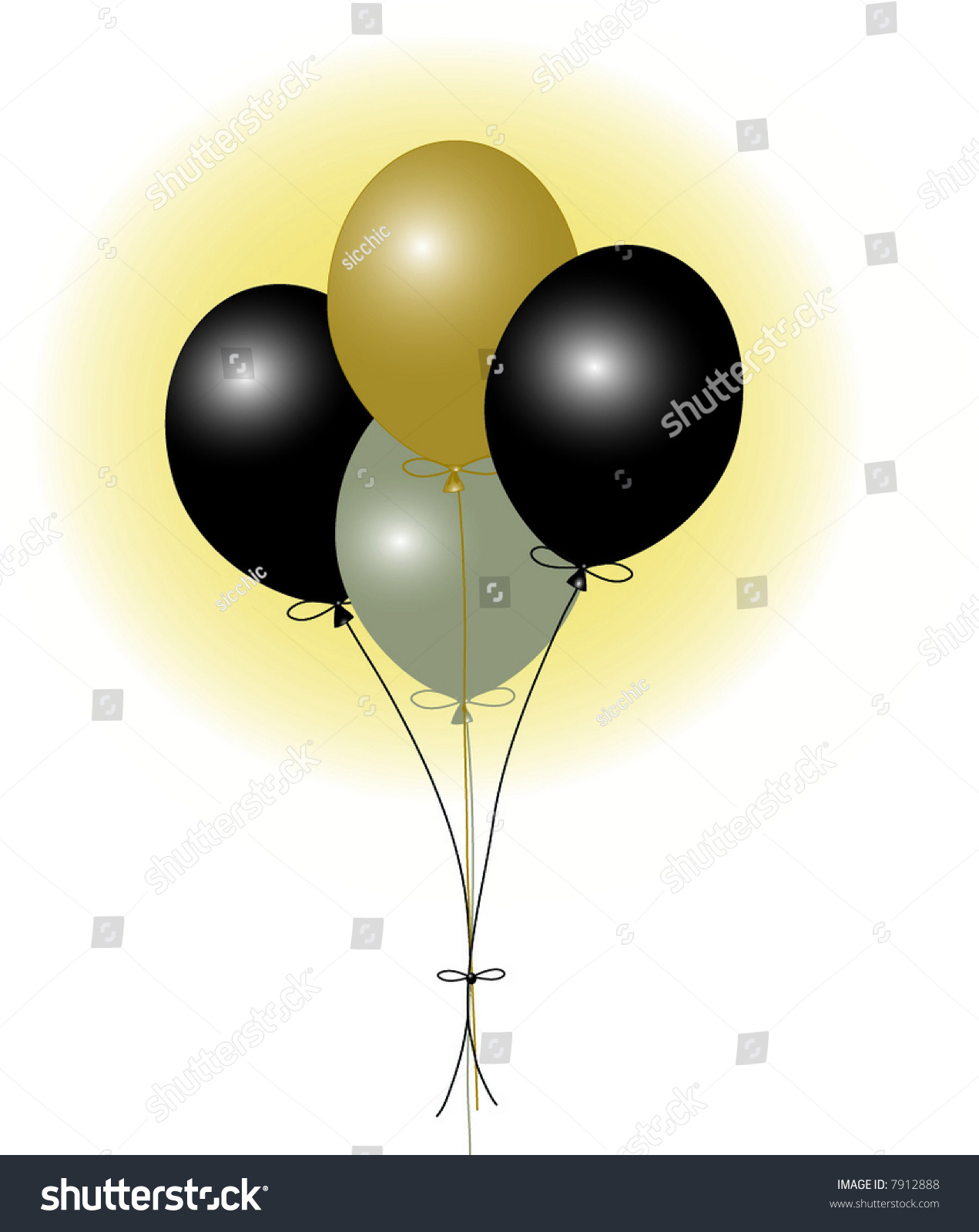 Black, Gold & Silver Balloons Stock Vector Illustration 7912888