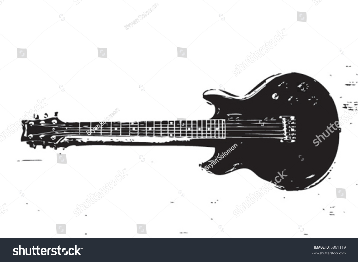 Black Grunge Electric Guitar Stock Vector Illustration 5861119