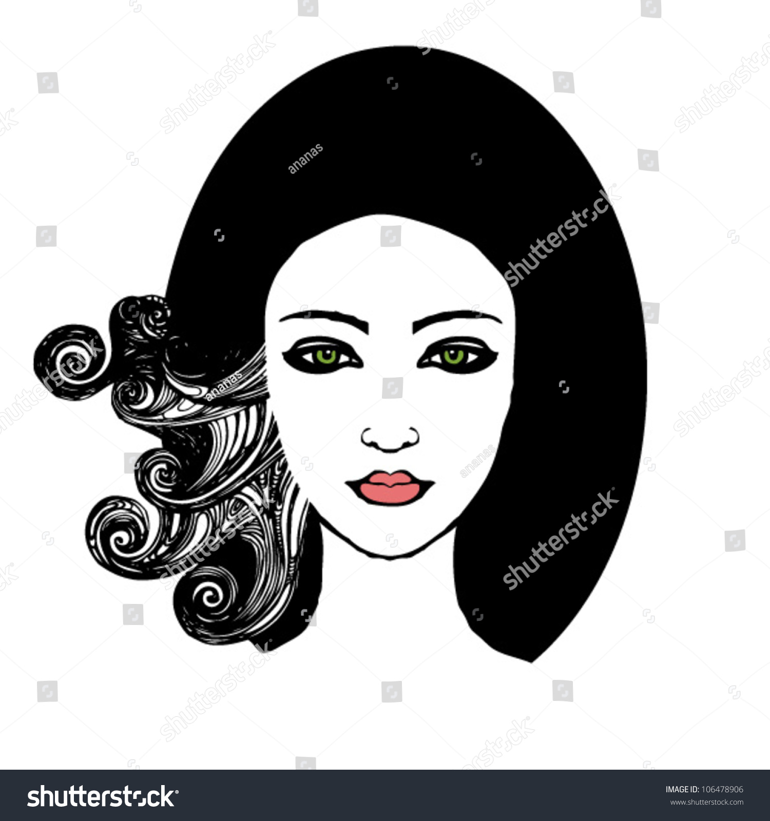 Black Haired Beauty Hairdressing Stock Vector Illustration 106478906