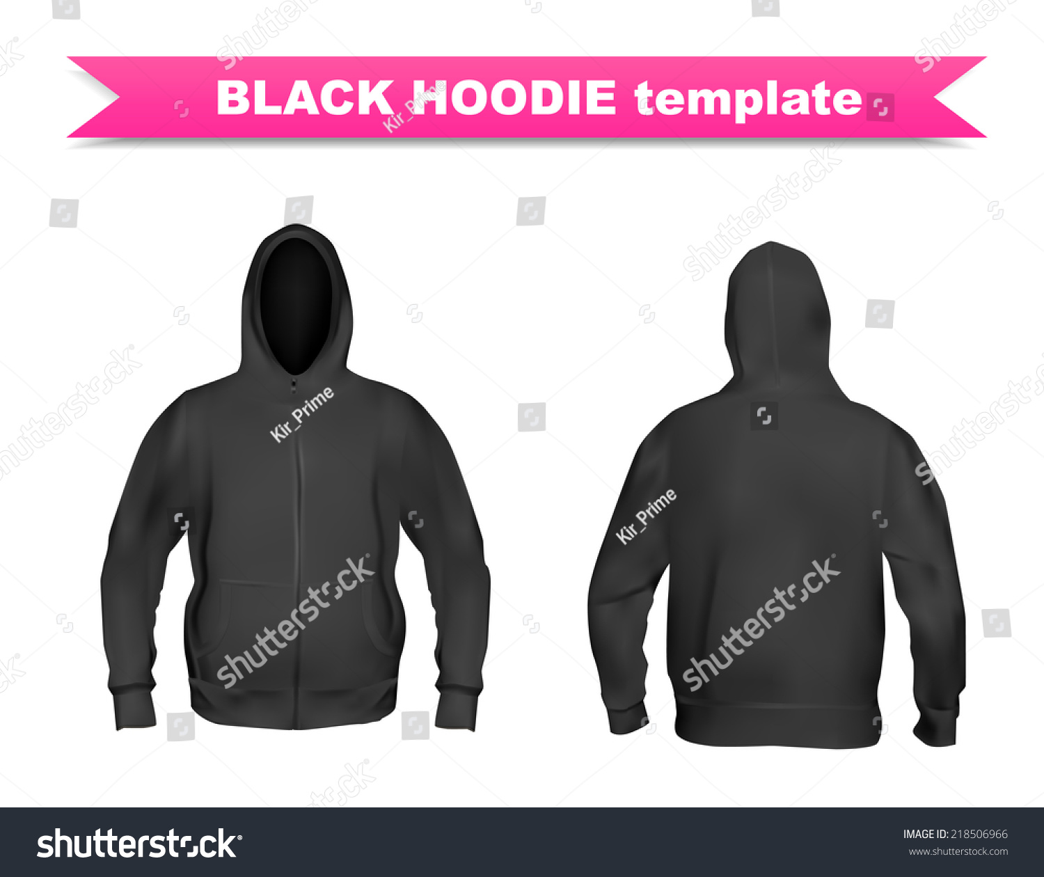 Black Hoodie Template, Vector Eps10 Illustration. 218506966