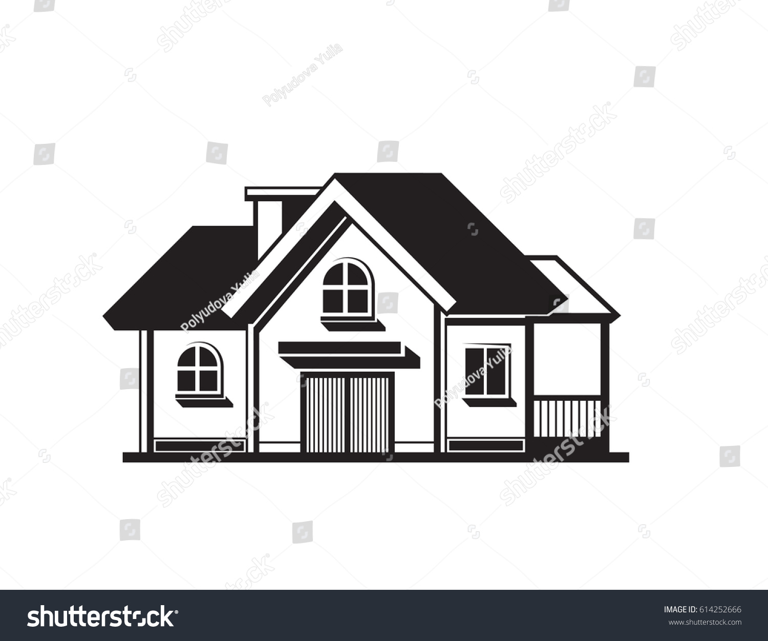 Black House Front Icon On White Stock Vector Royalty Free