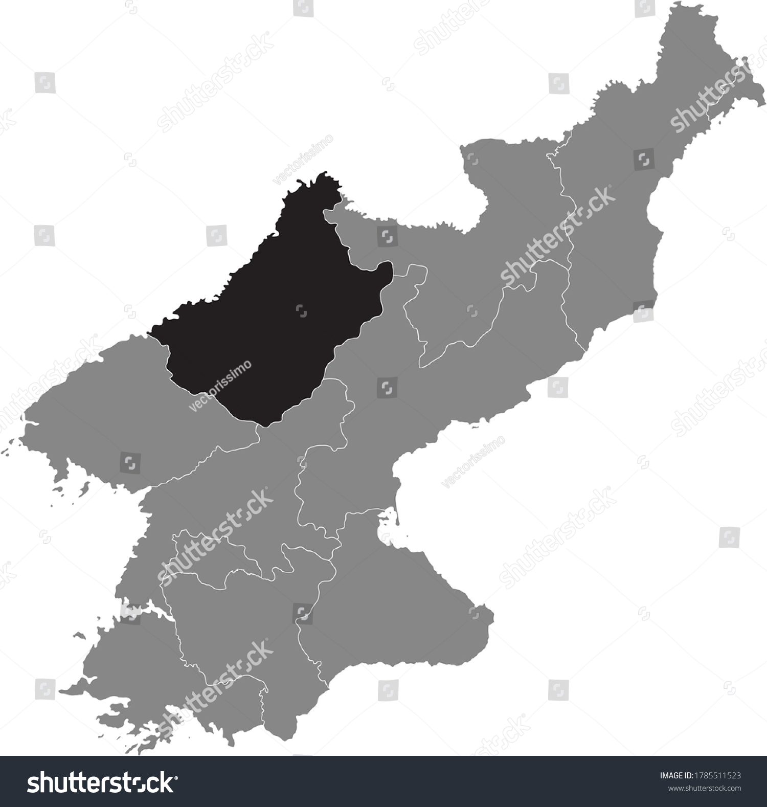 Black Location Map North Korean Province Stock Vector Royalty Free