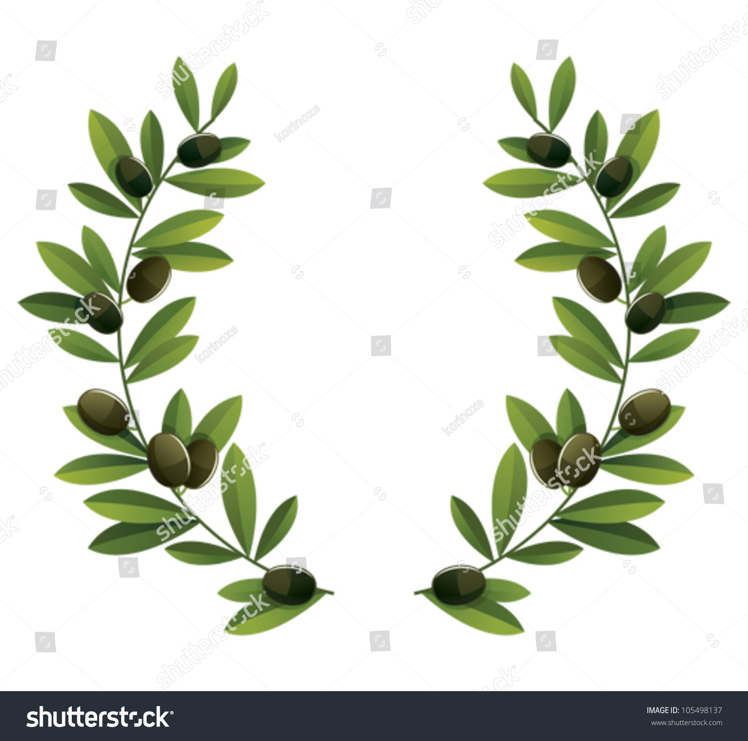 Black Olive Branches Wreath Stock Vector 105498137 : Shutterstock