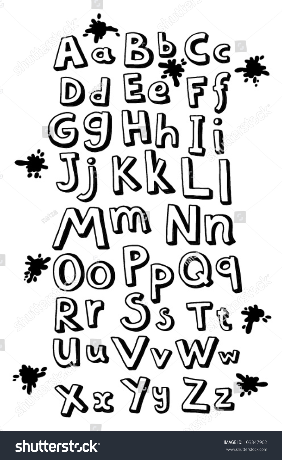 Black Outline Alphabet Stock Vector Illustration 103347902 : Shutterstock