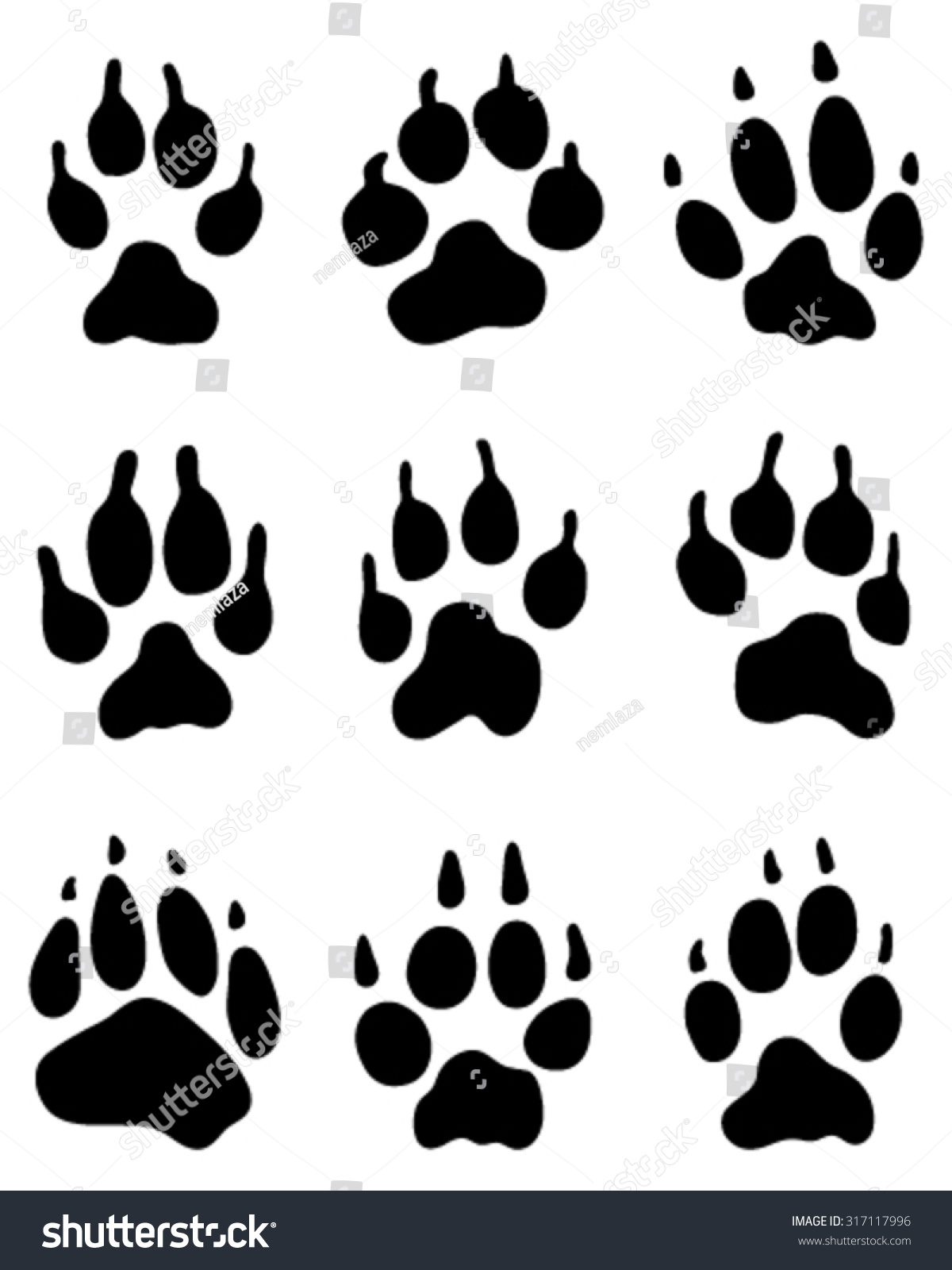Black Print Of Wolf'S Paw, Vector - 317117996 : Shutterstock