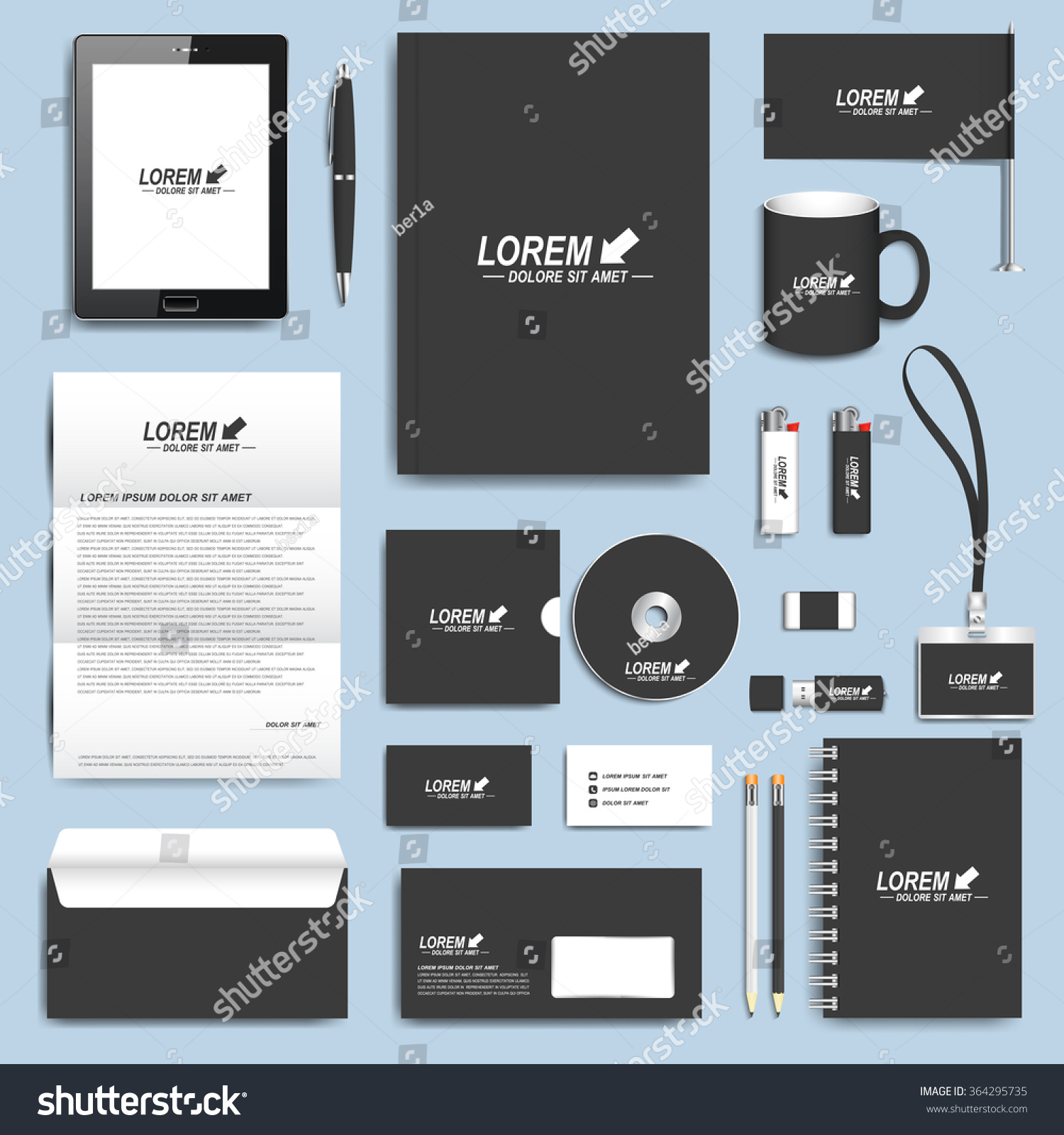 Black set of vector corporate identity templates Modern business stationery design Black set of vector corporate identity templates Modern business stationery design