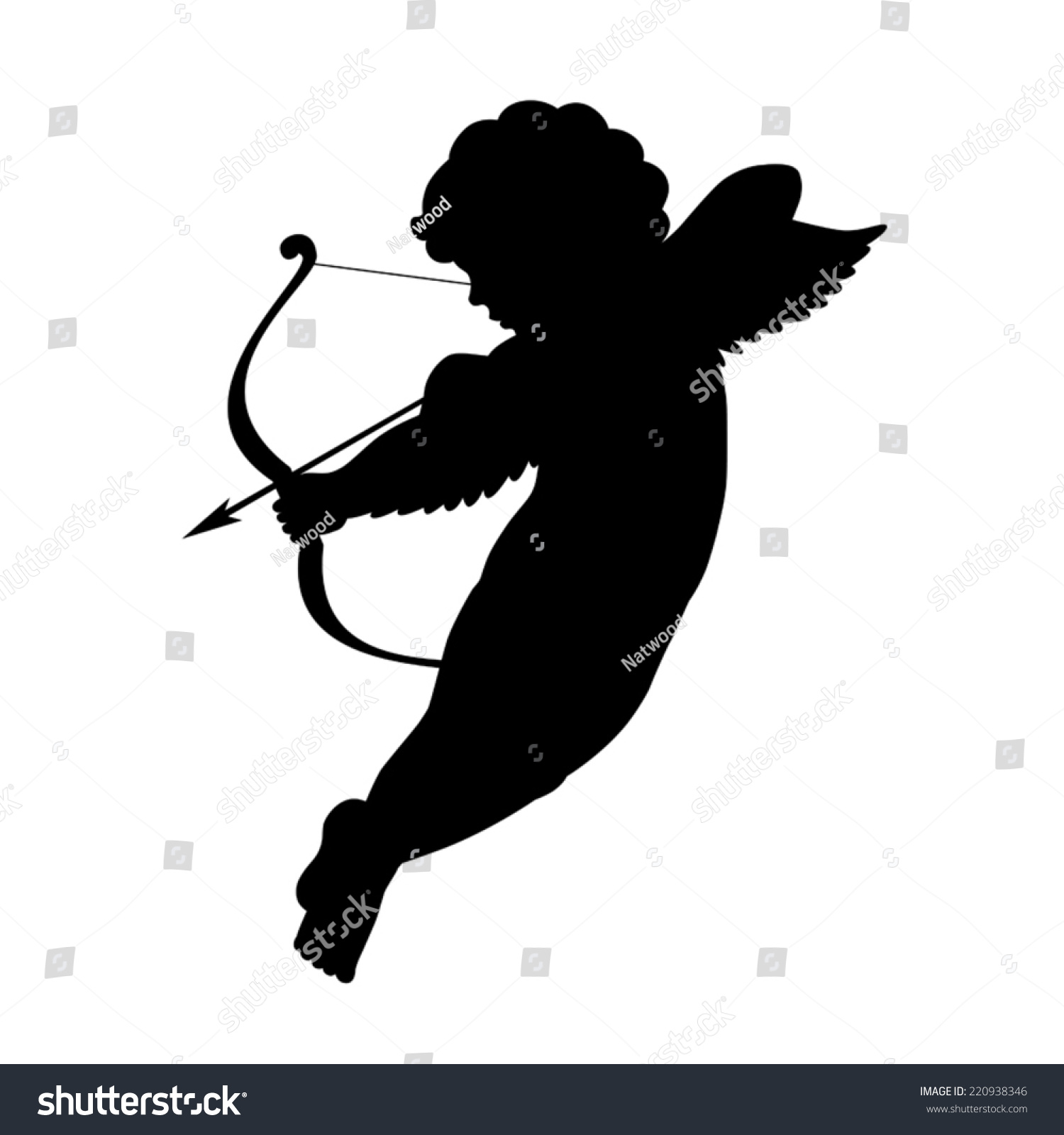 Black Silhouette Cupid Shooting Arrow Front Stock Vector 220938346 Shutterstock 4450