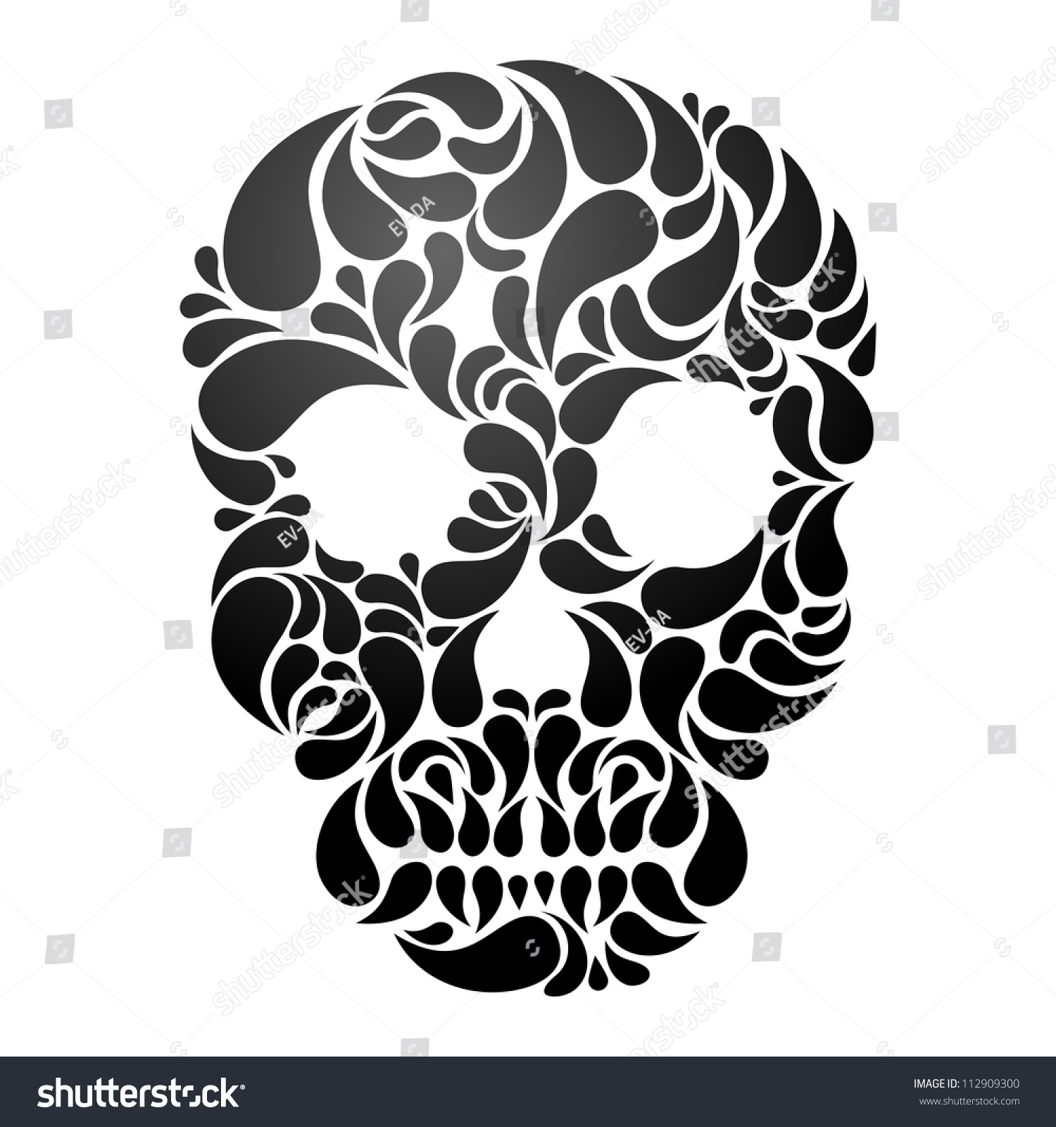 Black Skull Isolated On White Background. Eps 8 Vector Illustration