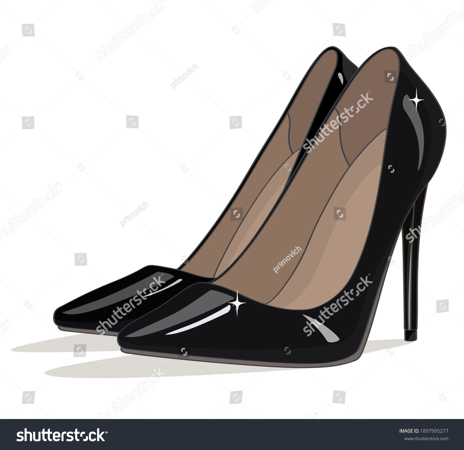 Vektor Stok Black Stiletto Heels Vector Illustration Tanpa Royalti