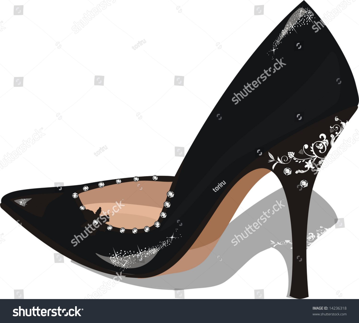 Black Stiletto Shoe Stock Vector Illustration 14236318 : Shutterstock