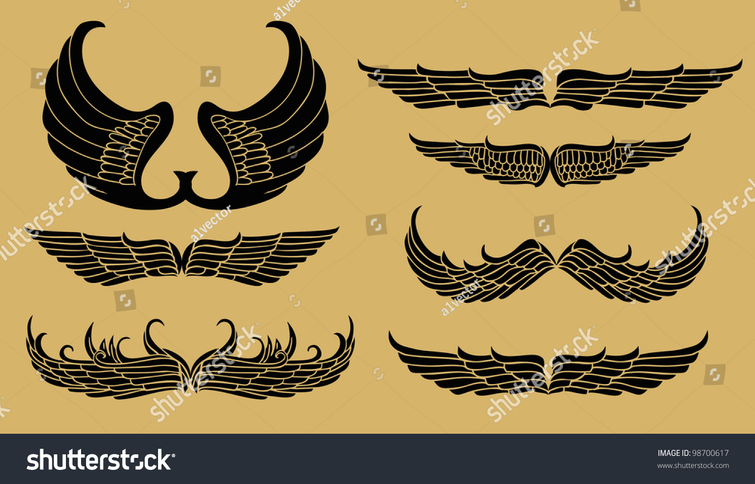 Black Wings Stock Vector 98700617 - Shutterstock