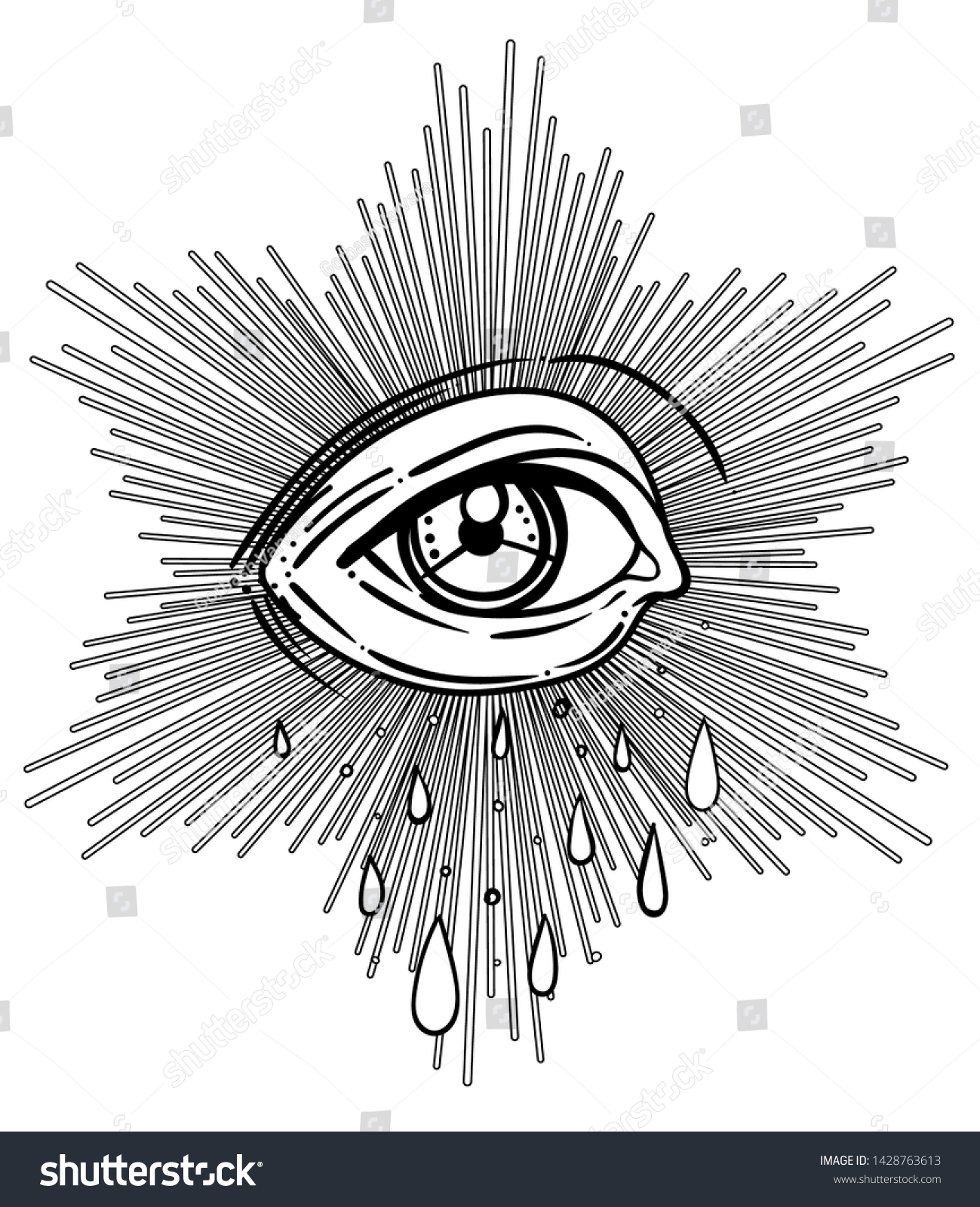 Blackwork Tattoo Flash Eye Providence Masonic Stock Vector Royalty