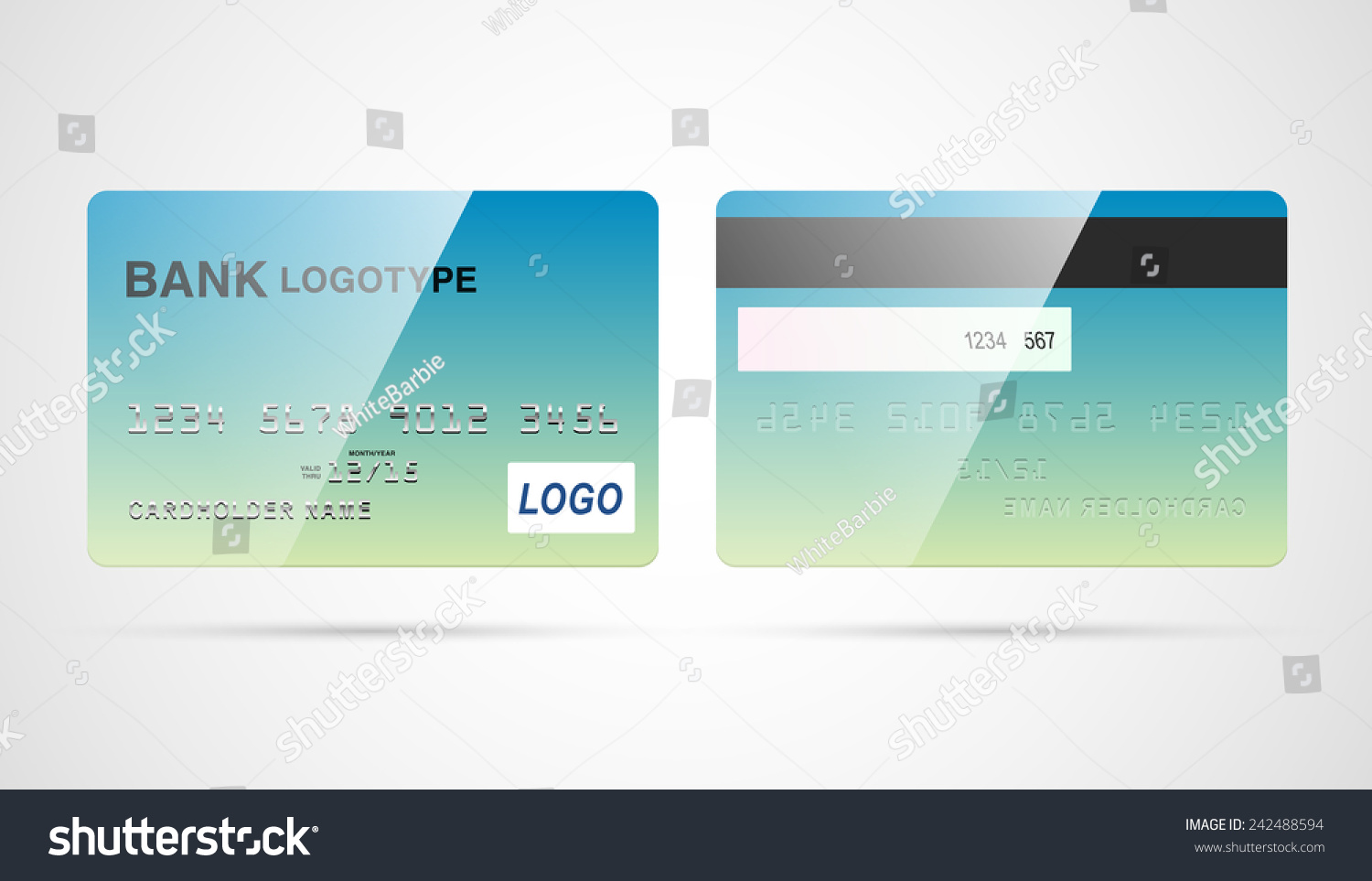 Blank Debit Or Credit Card Template With Tape Stock Vector