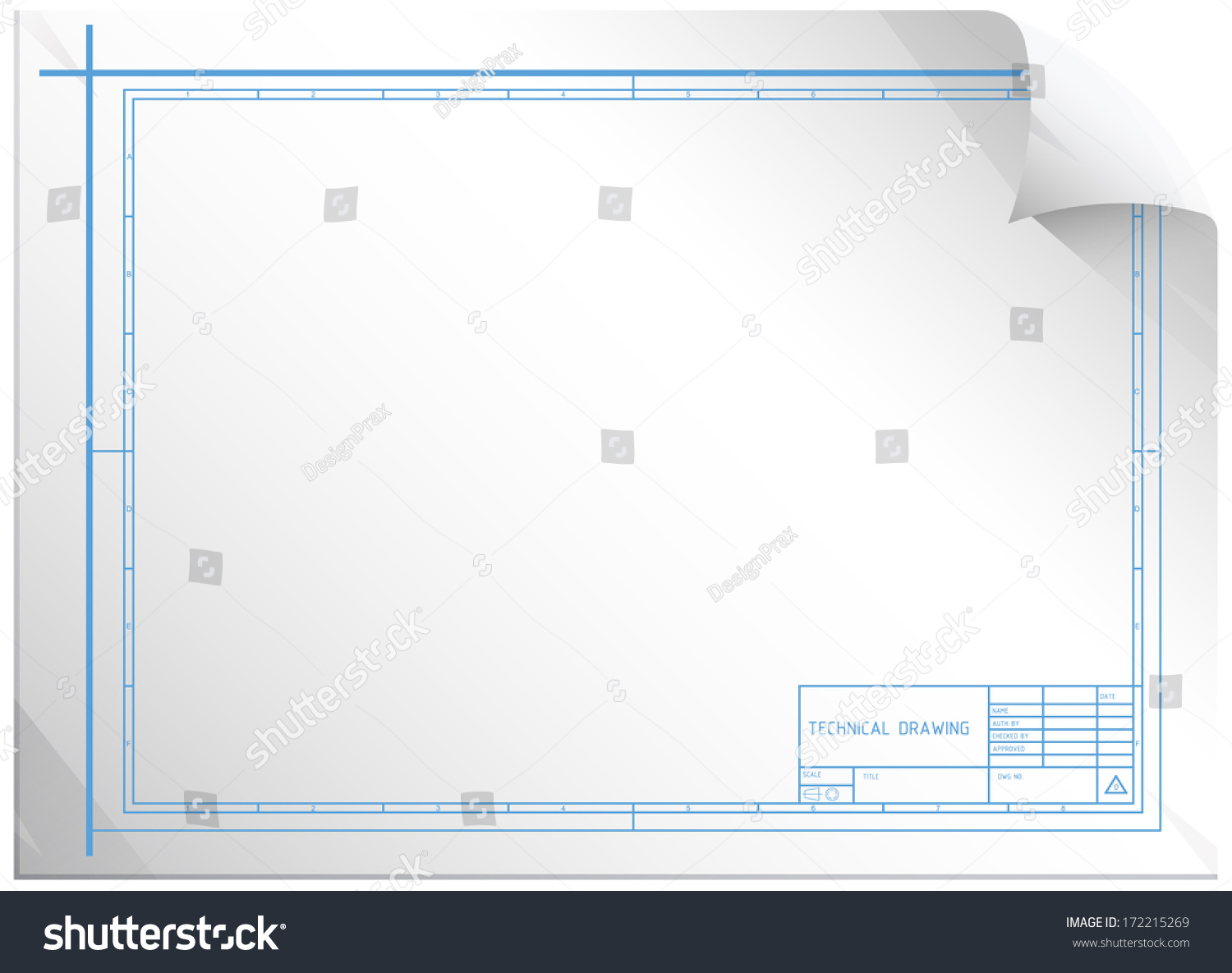 Blank Engineering Drawing Sheet Stock Vector Illustration 172215269