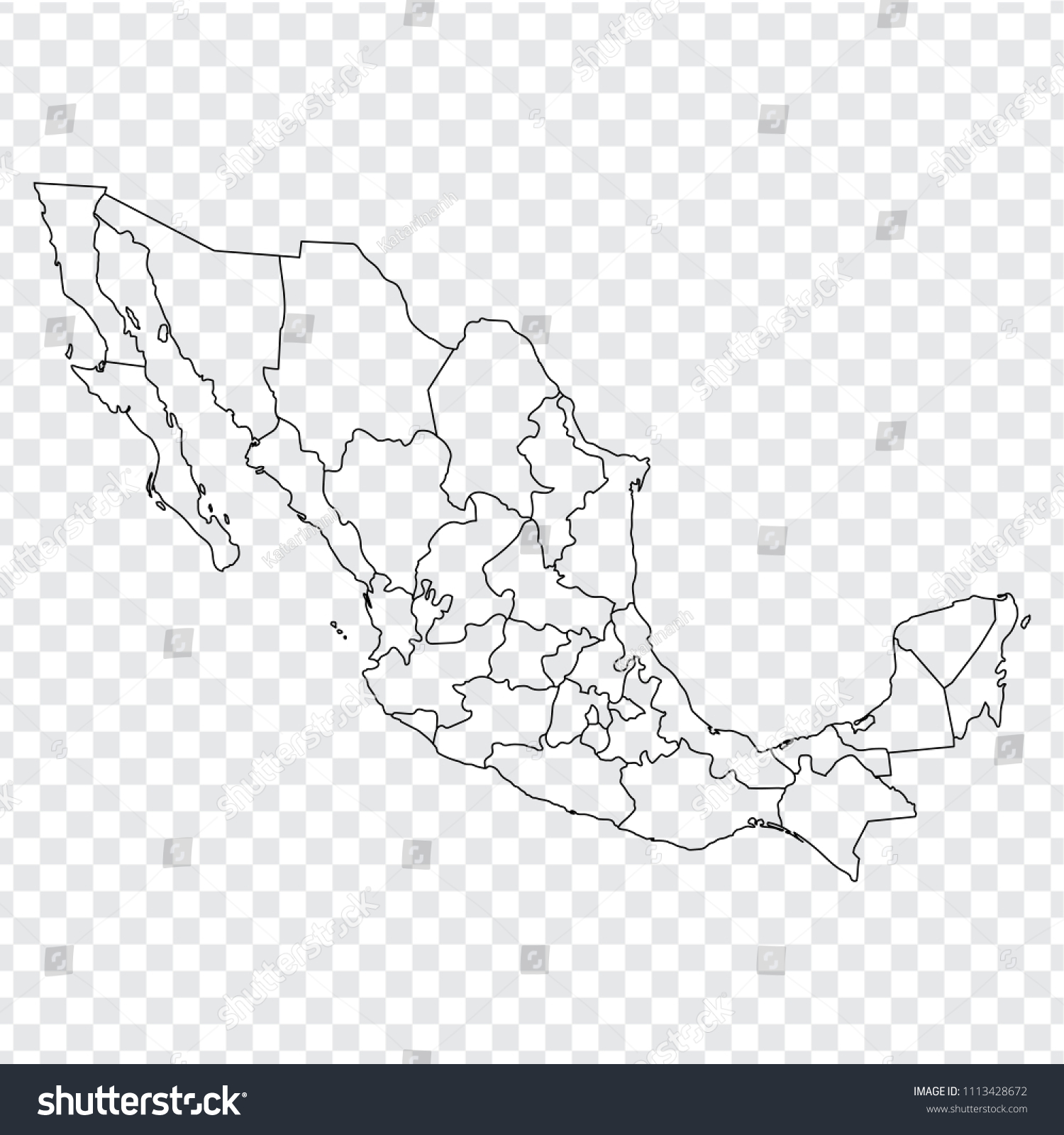 Blank Map Mexico Map Mexico Provinces Stock Vector Royalty Free