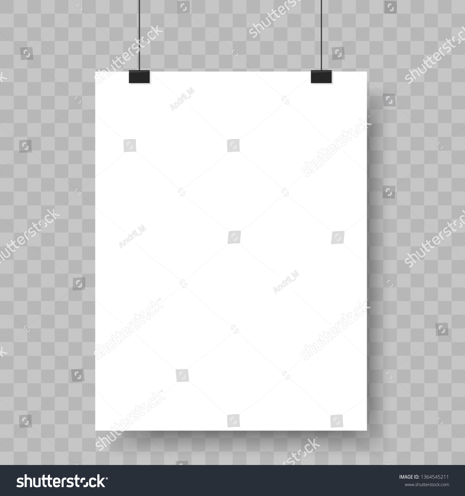 Blank Paper Sheet Hanging On Binders Stock Vector Royalty Free