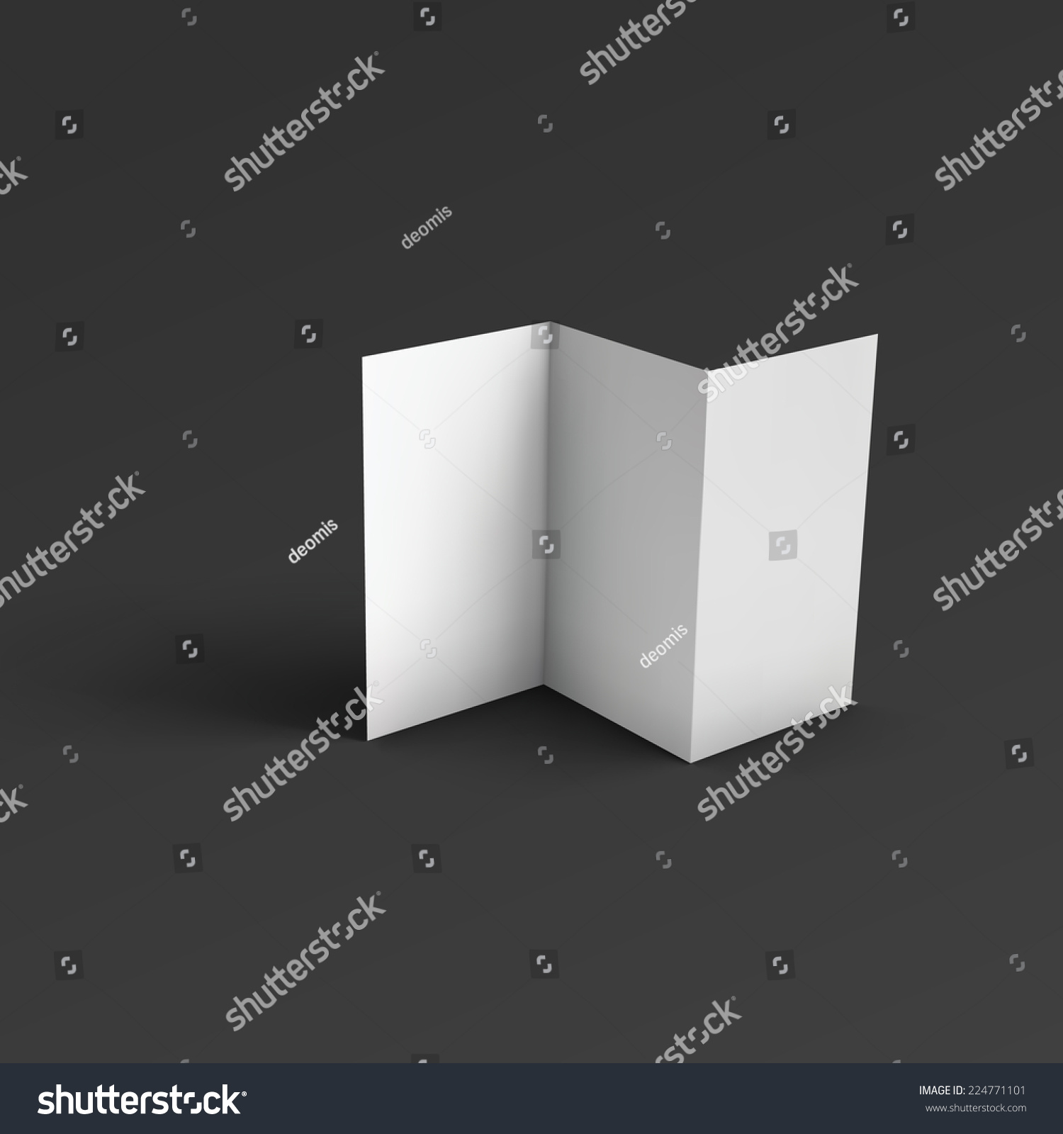 Blank Trifold Paper Brochure Vector Illustration Eps