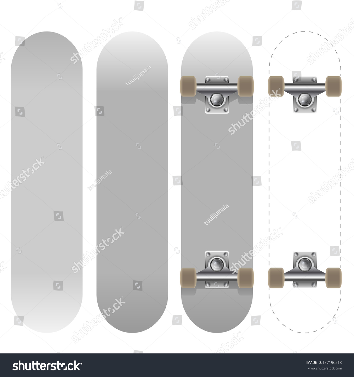 Blank White Skateboard Template Vector Illustration Isolated On White ...