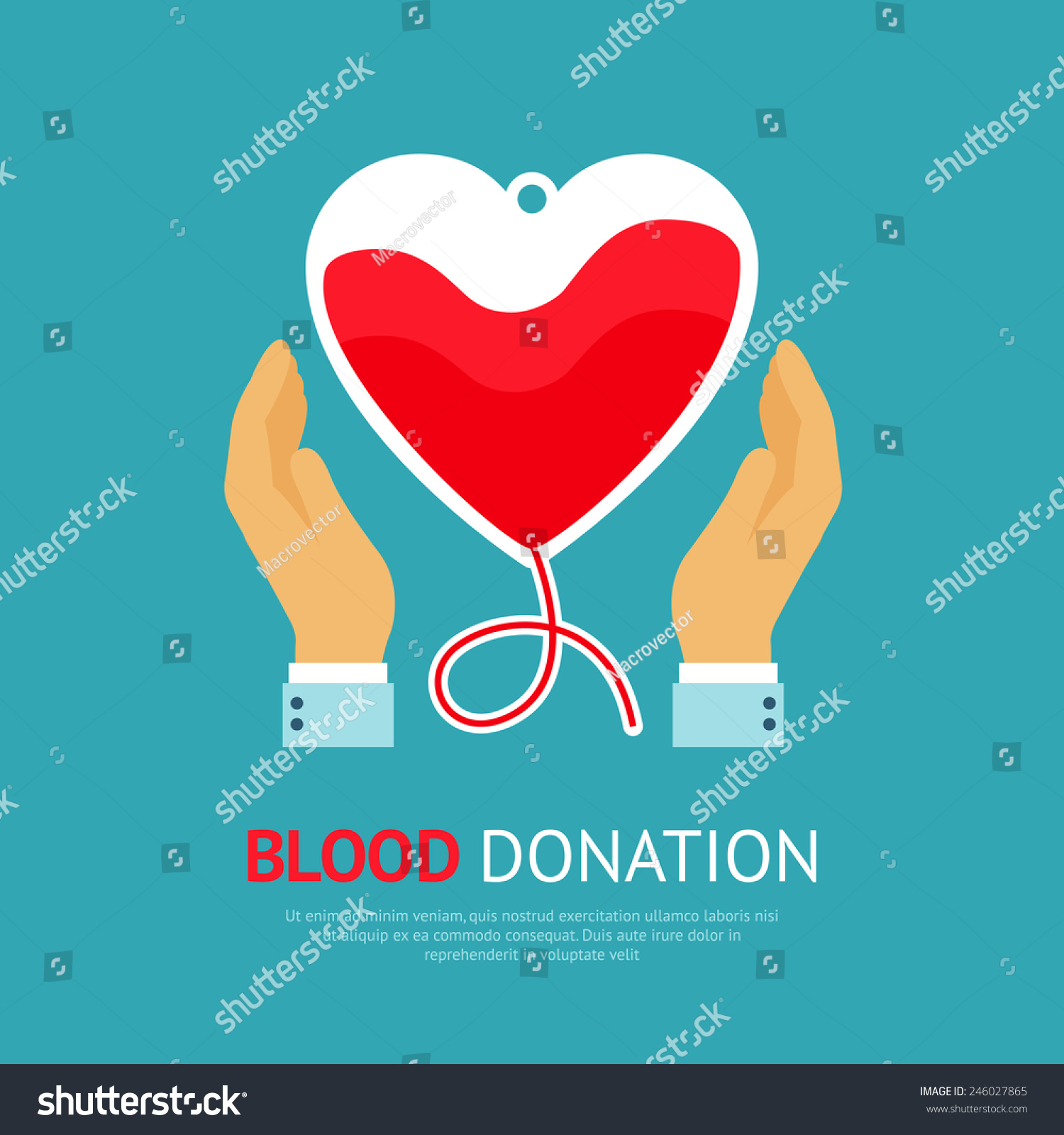 Blood Donation Poster Hands Holds Transfusion Stock Vector 246027865 