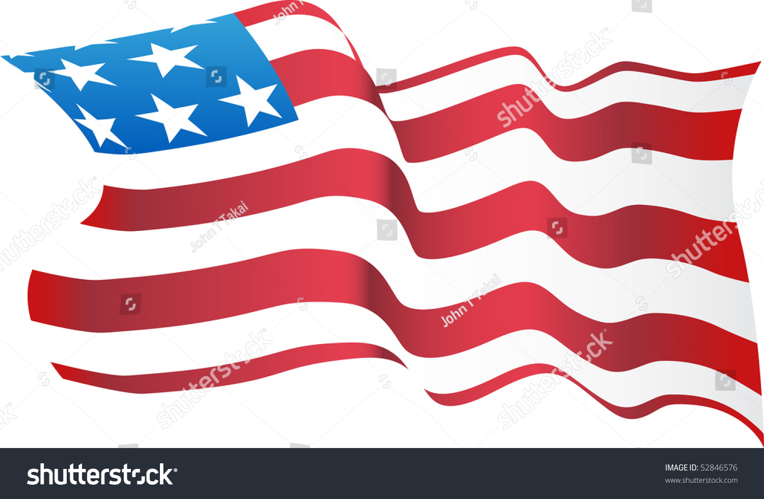 Blowing American Flag Stock Vector 52846576 Shutterstock