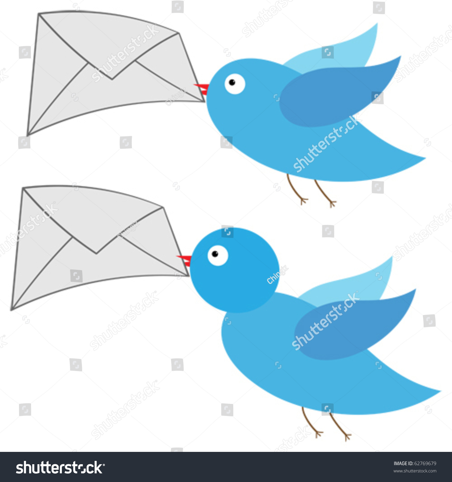 Blue Bird Carrying A Letter Mail Delivery Eps 10 Stock Vector